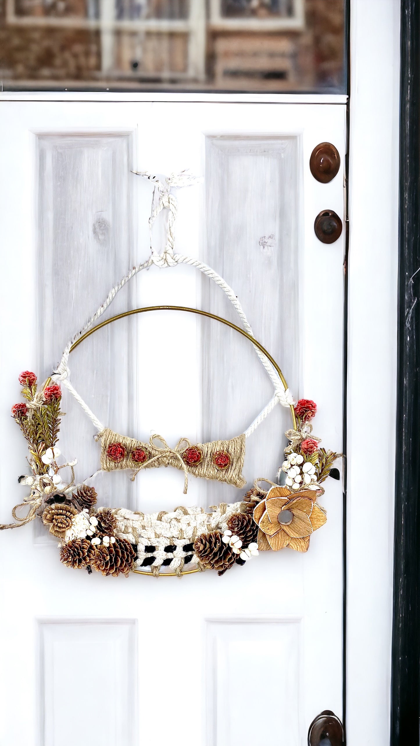 Mountain’s Edge, Macrame Wreath with Dried Flowers, Wall Decor, 10 “