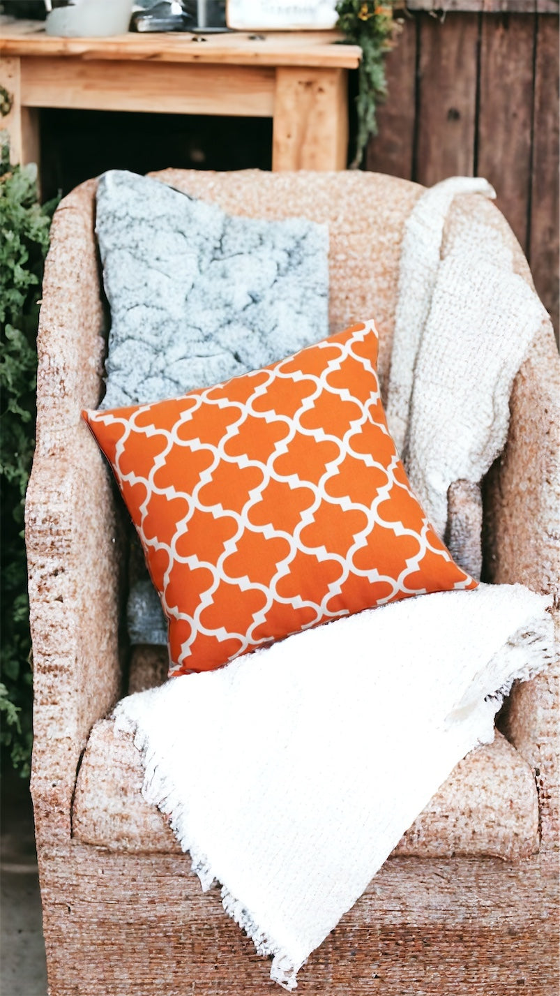 Quarterfoil Orange 20 x 20 Accent Pillow/Room Cushion