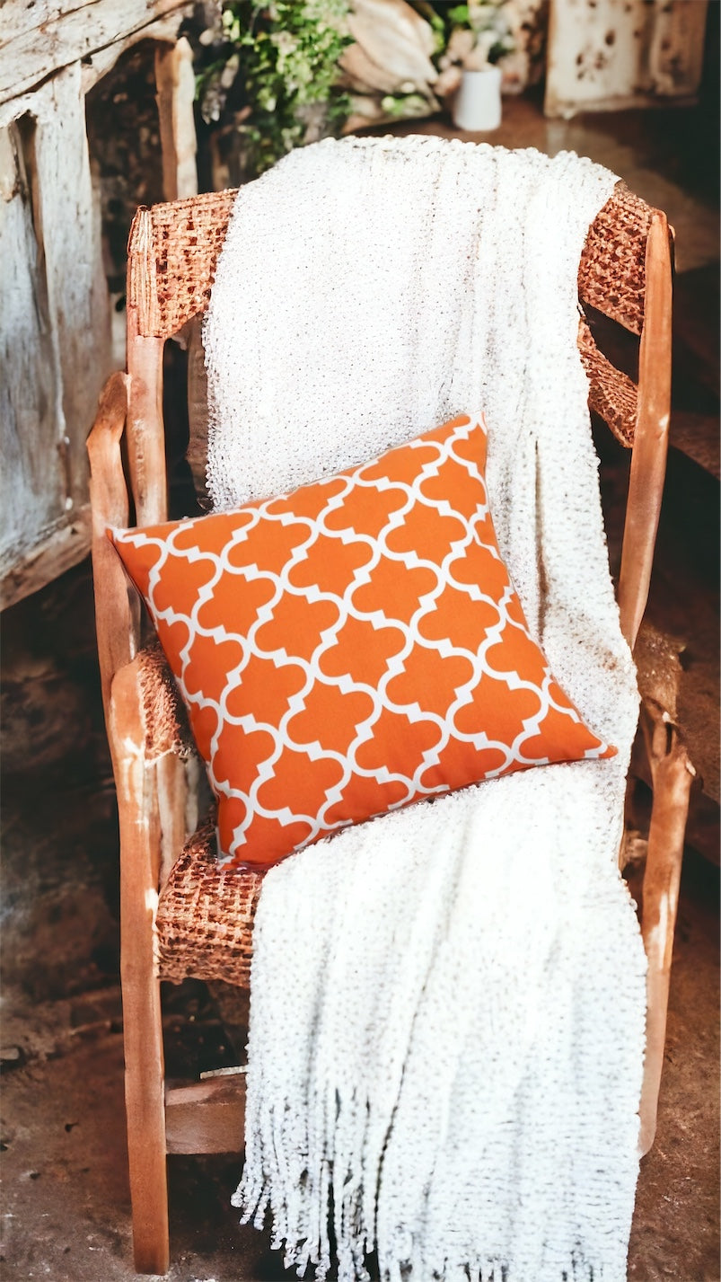 Quarterfoil Orange 20 x 20 Accent Pillow/Room Cushion