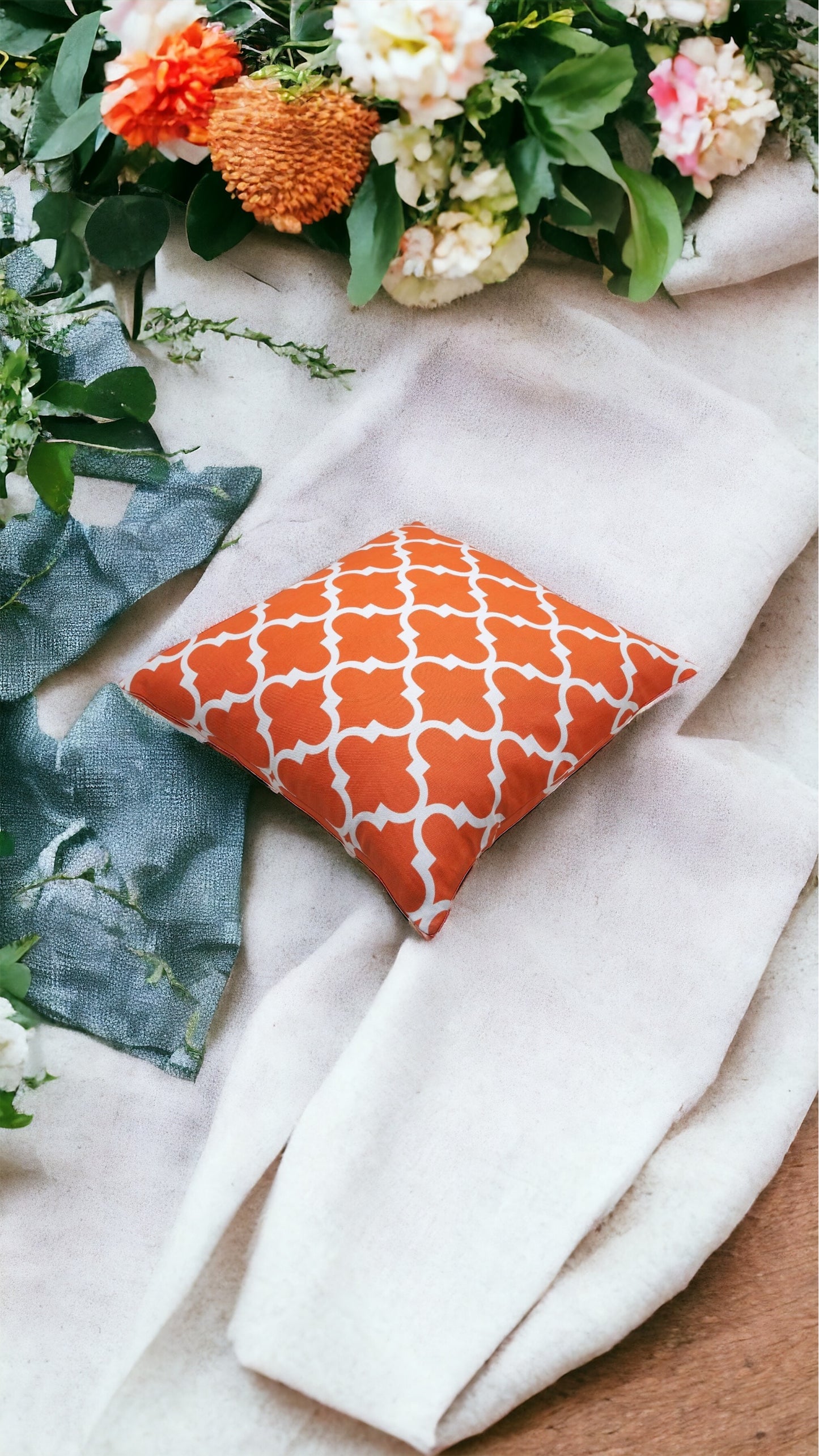 Quarterfoil Orange 20 x 20 Accent Pillow/Room Cushion