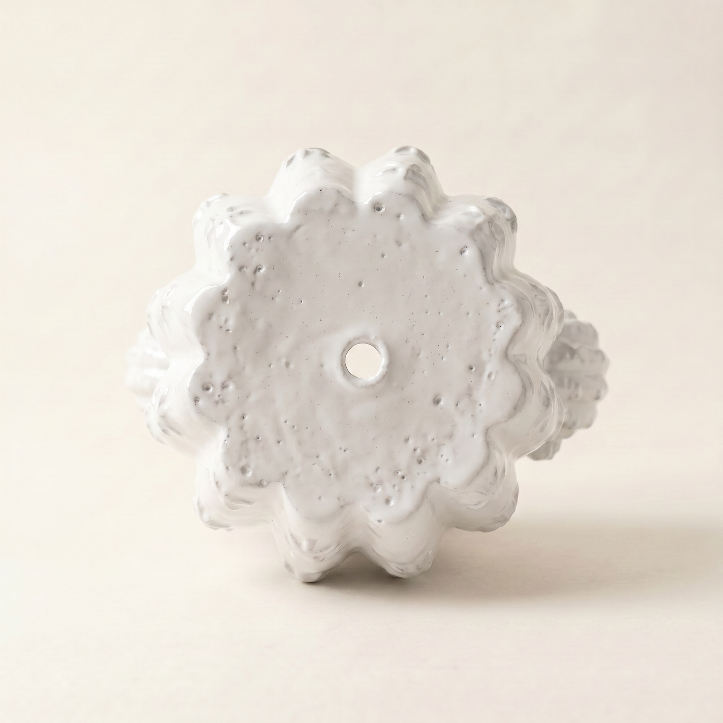 Barrel Cactus Planter gypsum white close-up of handmade ribbed cactus surface texture | Sunsum