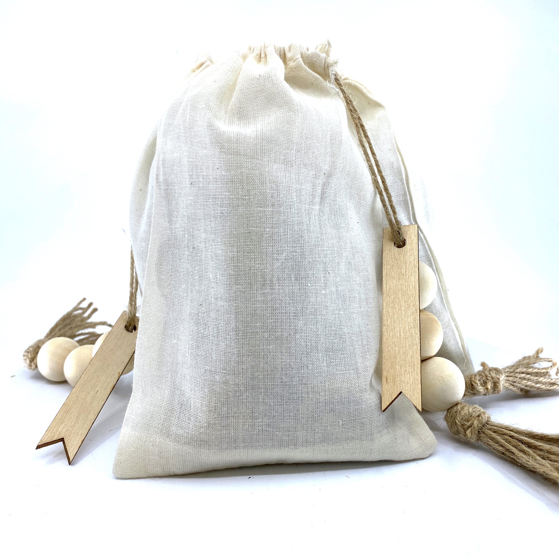 100% Naturally Dried Lavender Flowers, Jute & Wooden Beaded Drawstring Sack, 1/2 oz Sunsum®