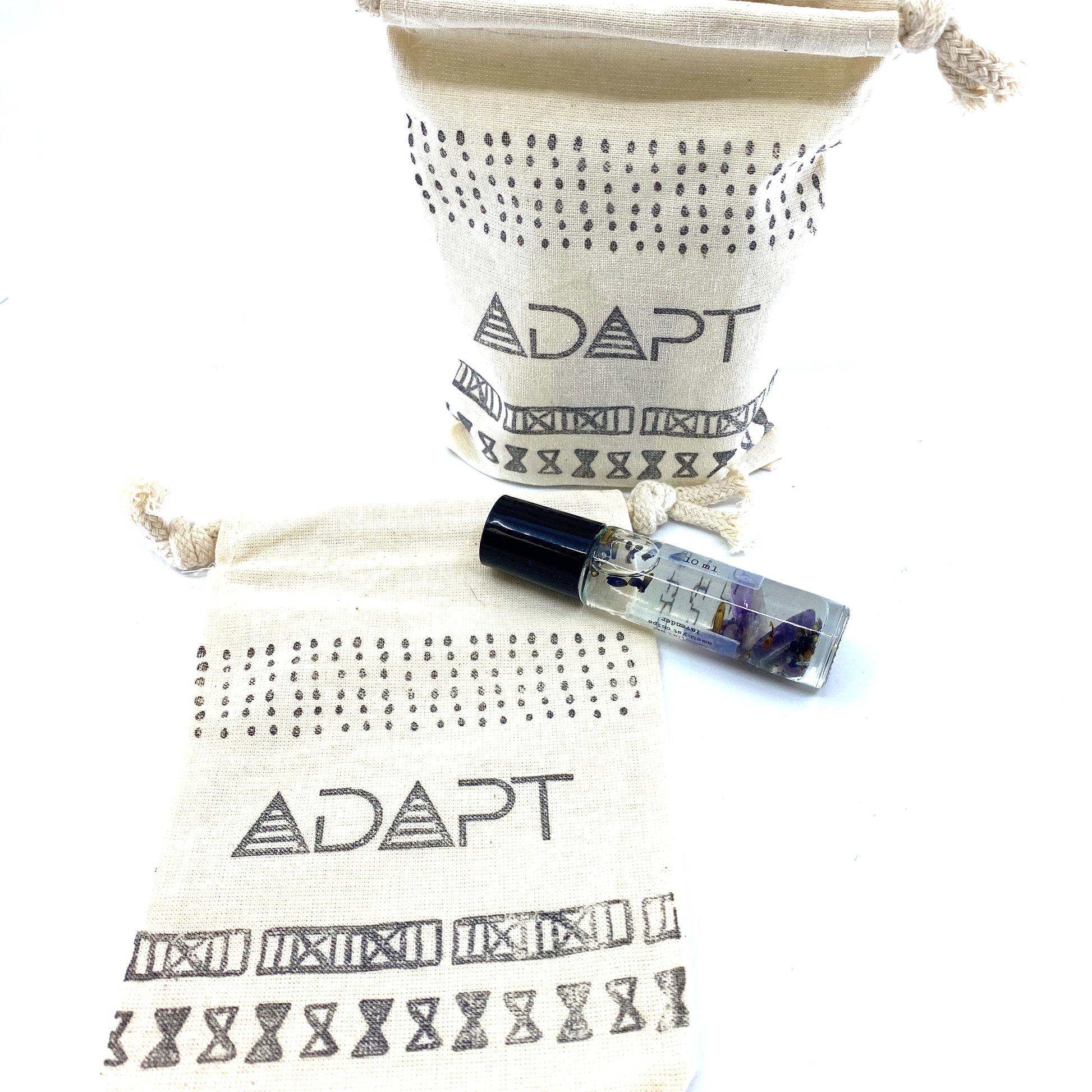Hand Stamped, Adapt, Cotton Drawstring Pouches 4" x 6" Sunsum®