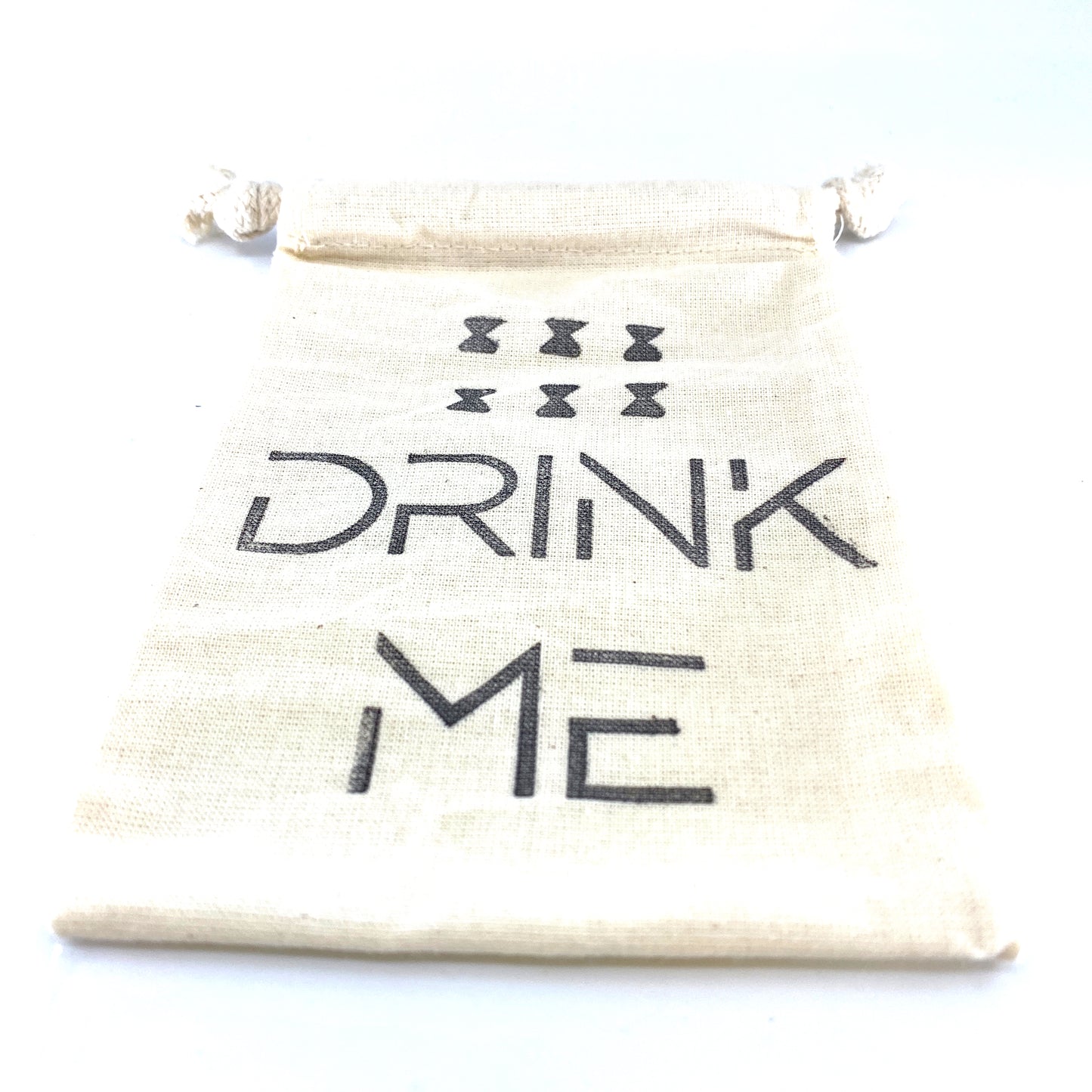 Hand Stamped, Drink Me, Cotton Drawstring Pouches 4" x 6" Sunsum®