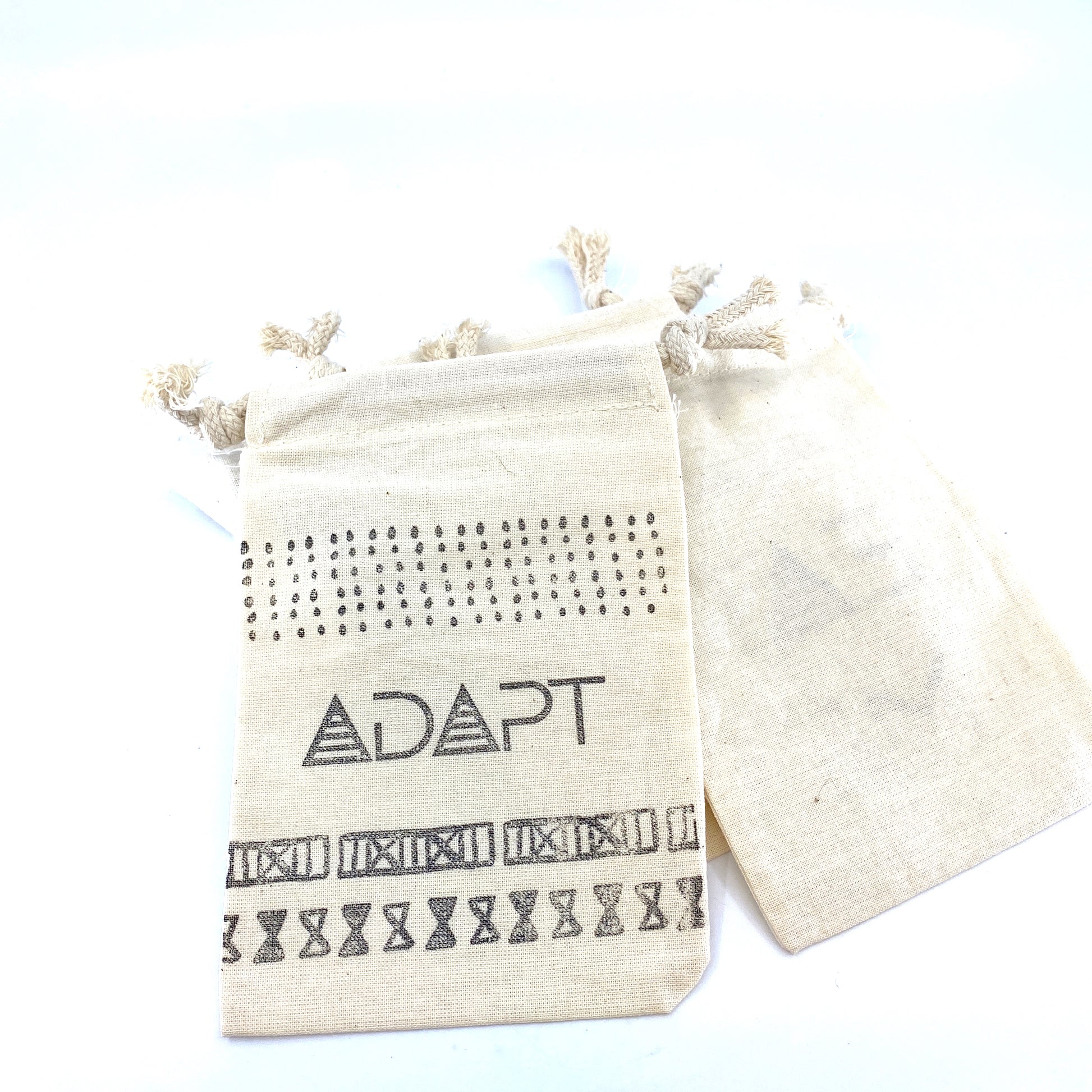 Hand Stamped, Adapt, Cotton Drawstring Pouches 4" x 6" Sunsum®