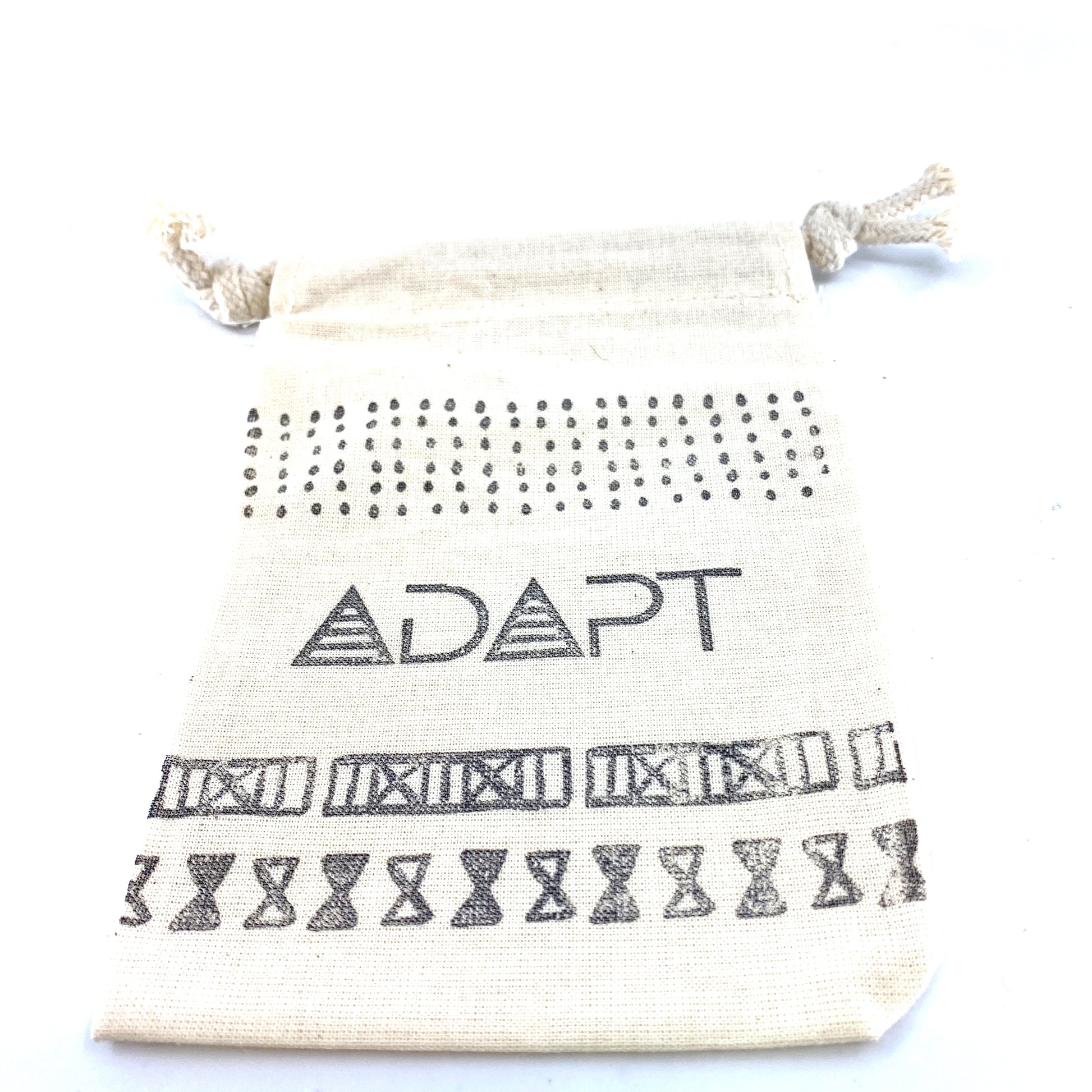 Hand Stamped, Adapt, Cotton Drawstring Pouches 4" x 6" Sunsum®