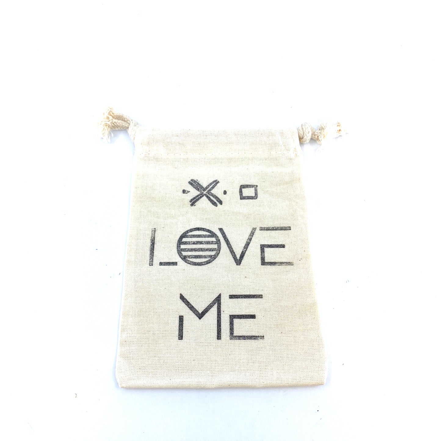 Hand Stamped, Love Me, Cotton Drawstring Pouches 4" x 6" Sunsum®