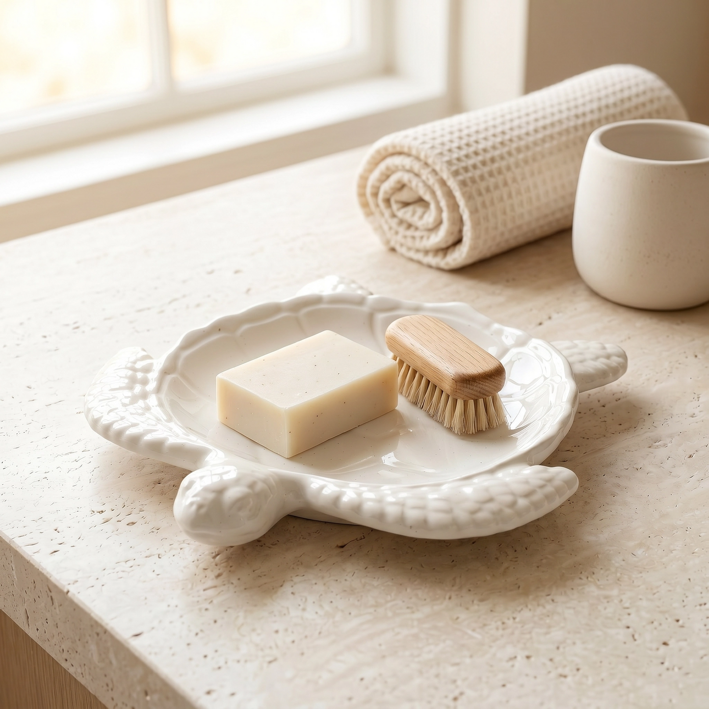 Sea Turtle Tray, Gypsum White, 9"