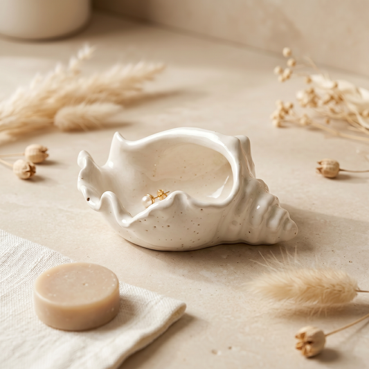 Conch Shell Bowl,  Gypsum White, 6"