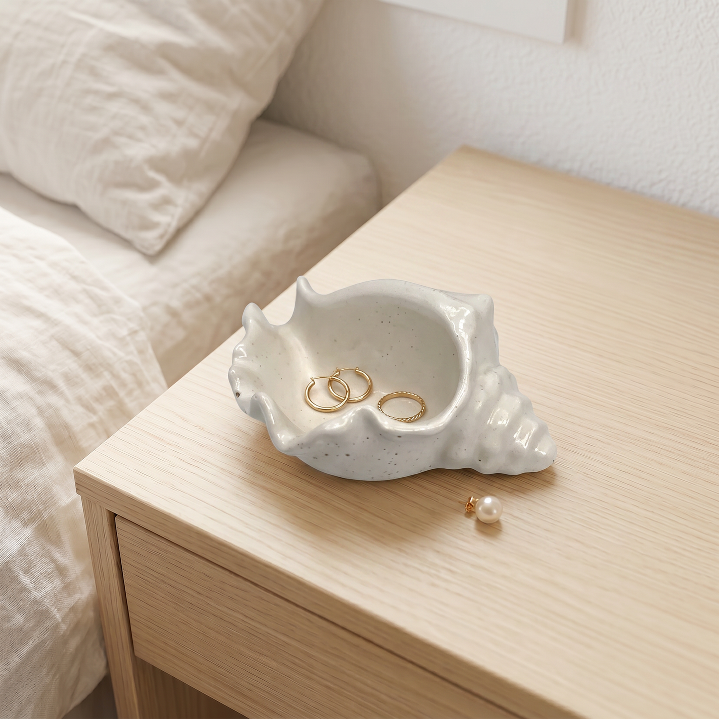 Conch Shell Bowl,  Gypsum White, 6"
