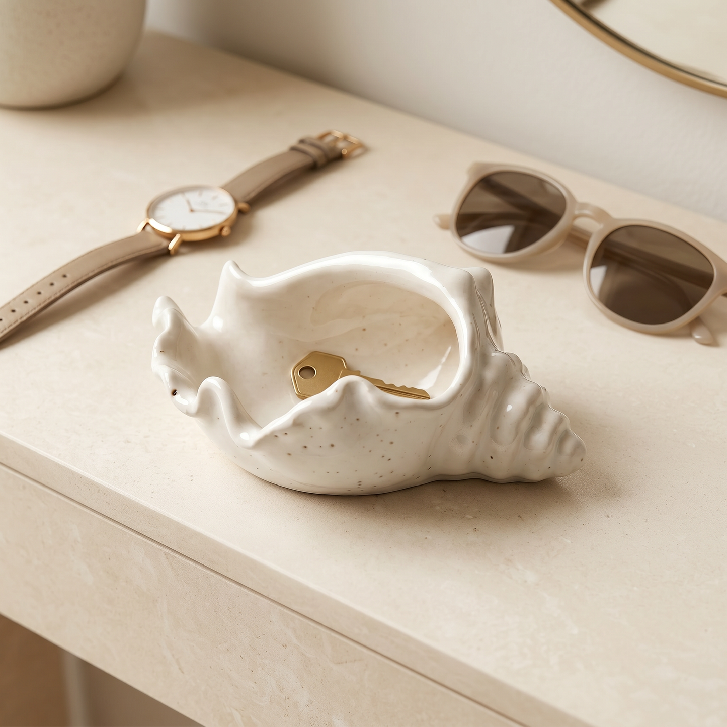 Conch Shell Bowl,  Gypsum White, 6"