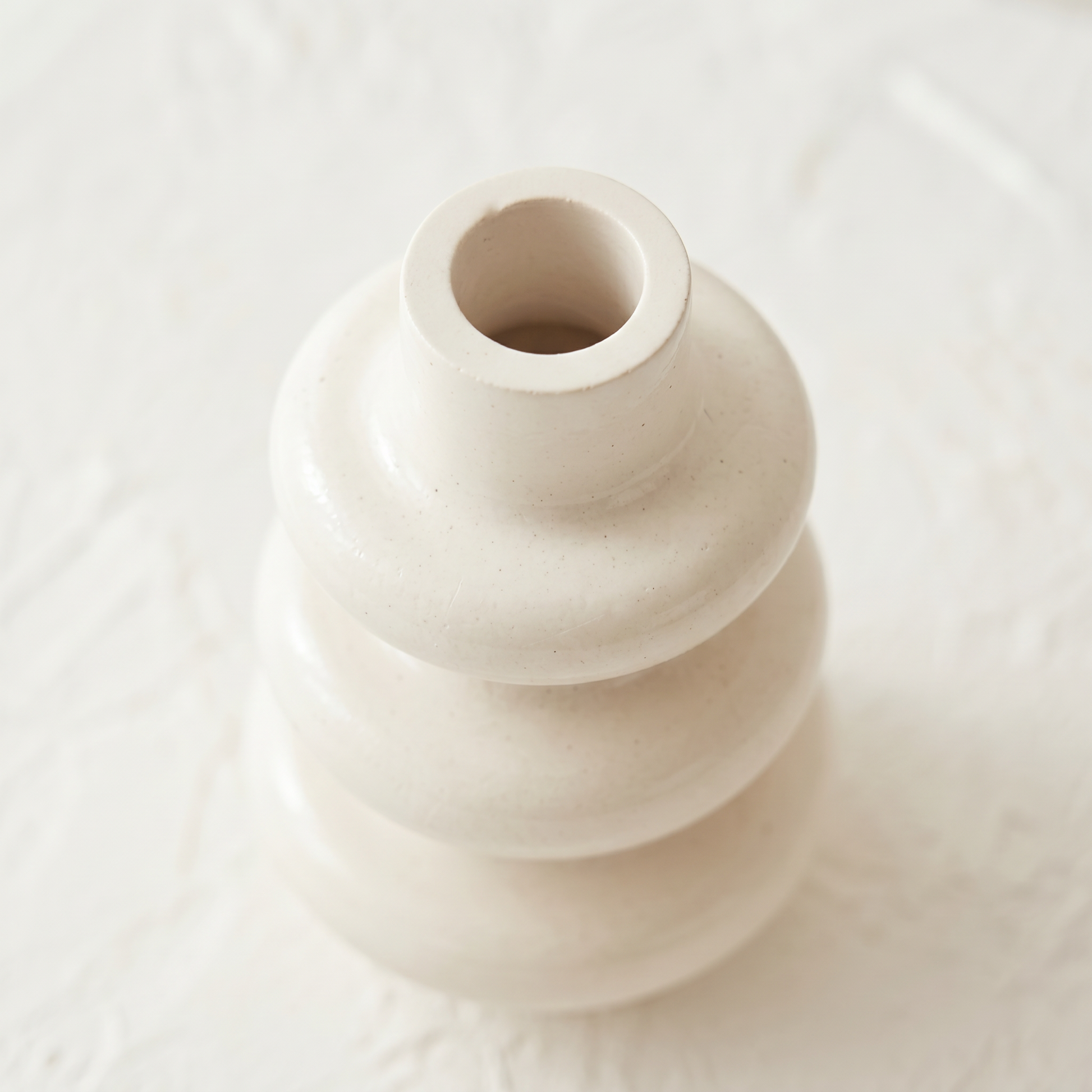 Close-up texture detail of Sunsum® Stacked Bubble Gypsum Vase — matte white handmade finish