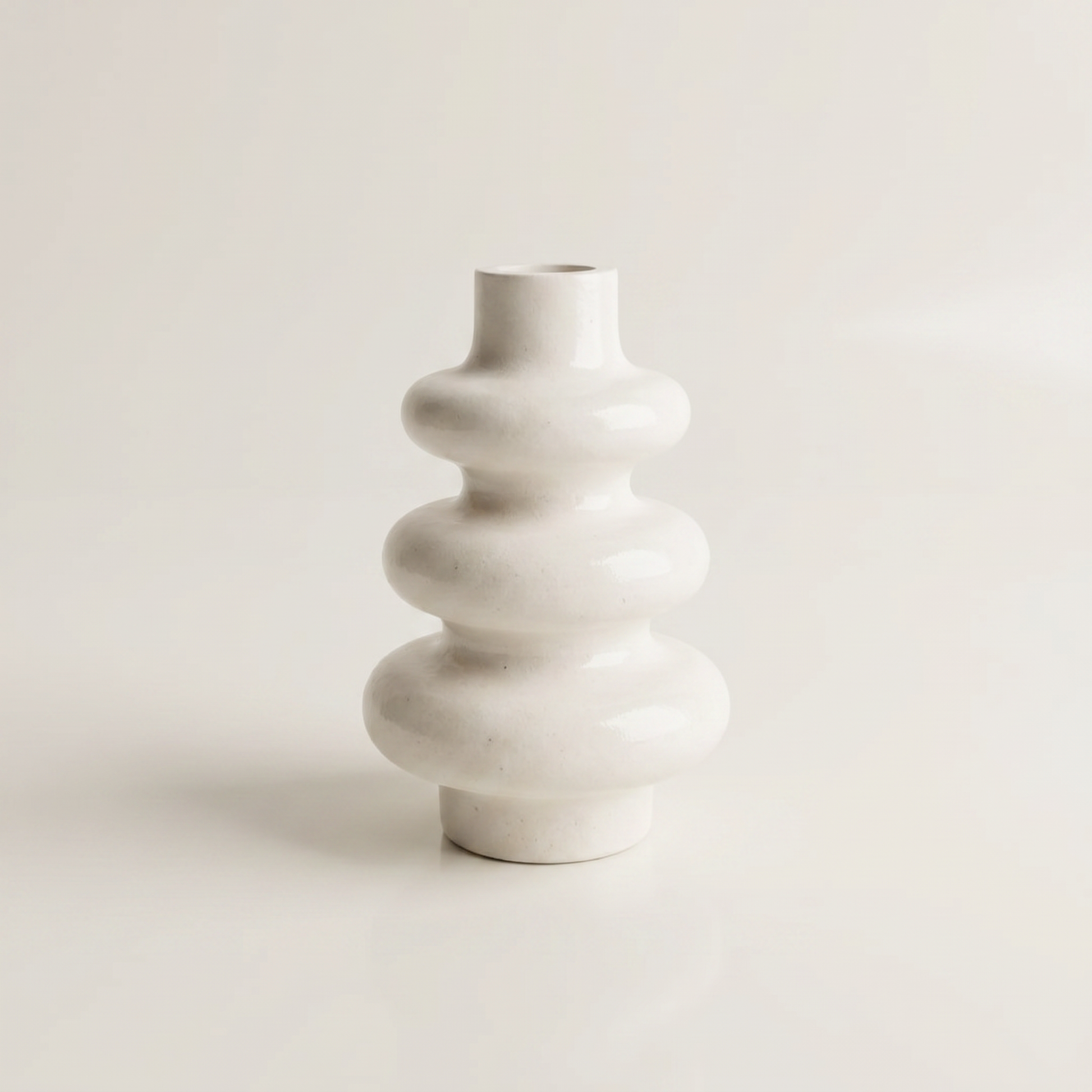 Stacked Bubble 3-Tier Gypsum Vase by Sunsum® — matte white, side angle studio view