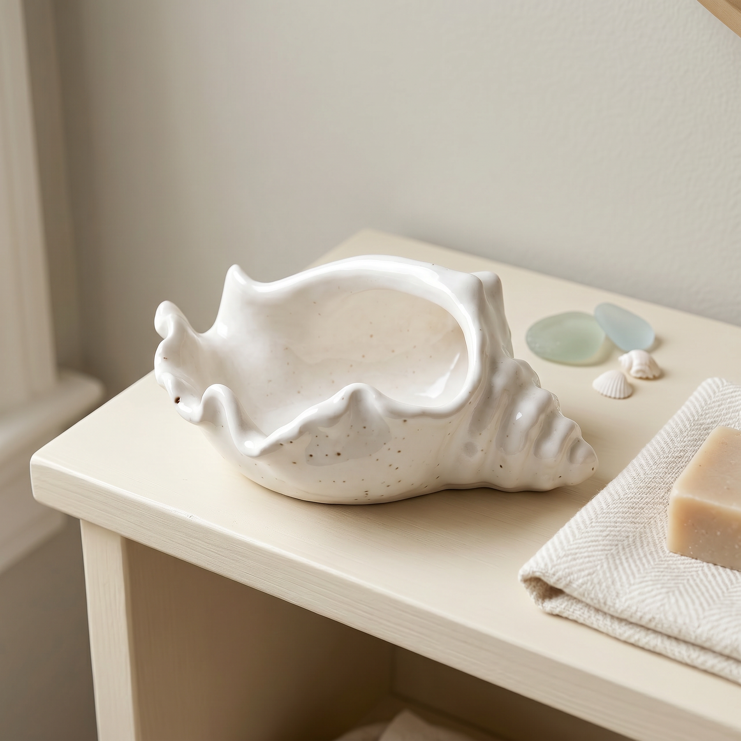 Conch Shell Bowl,  Gypsum White, 6"