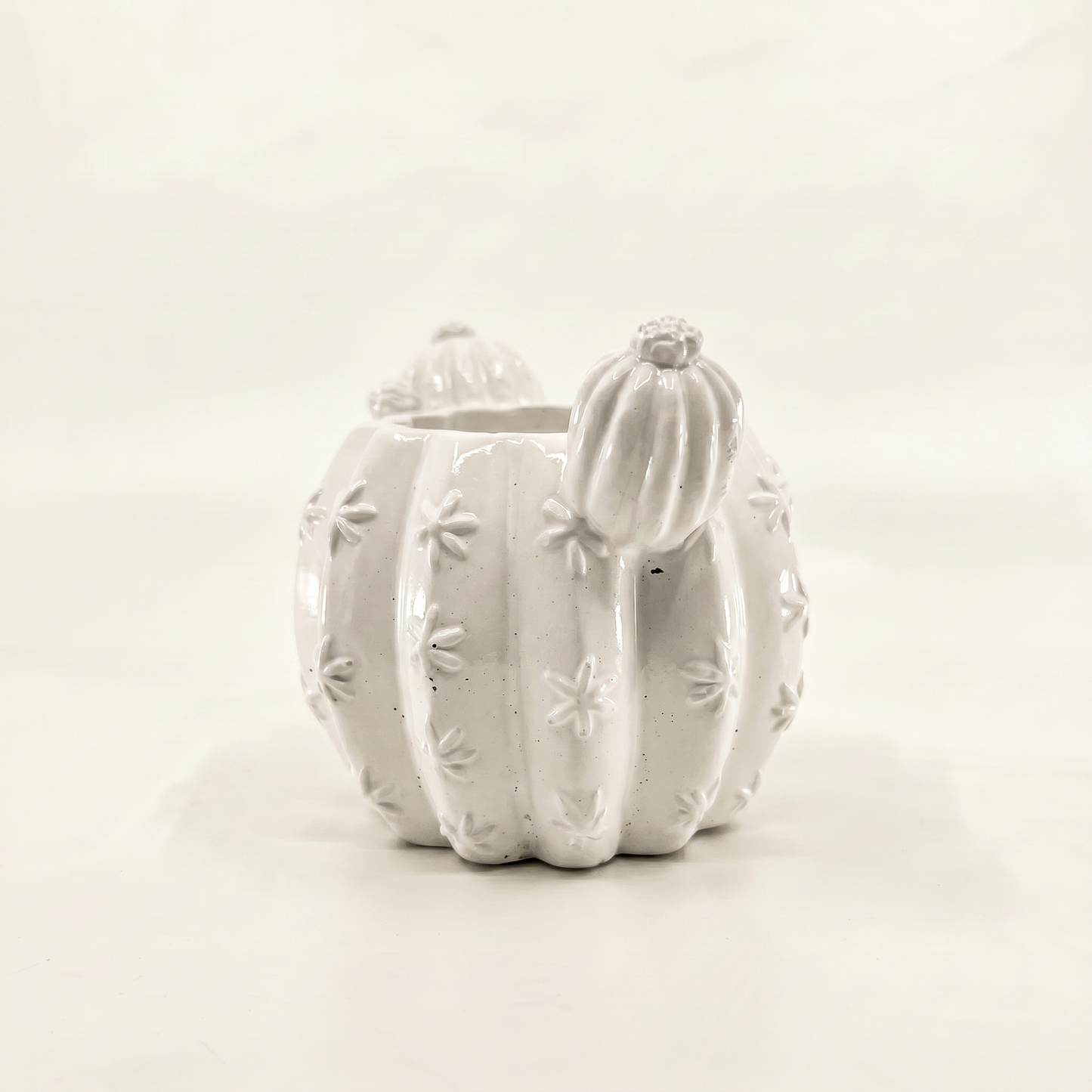 Barrel Cactus Planter, Gypsum White 3.5"