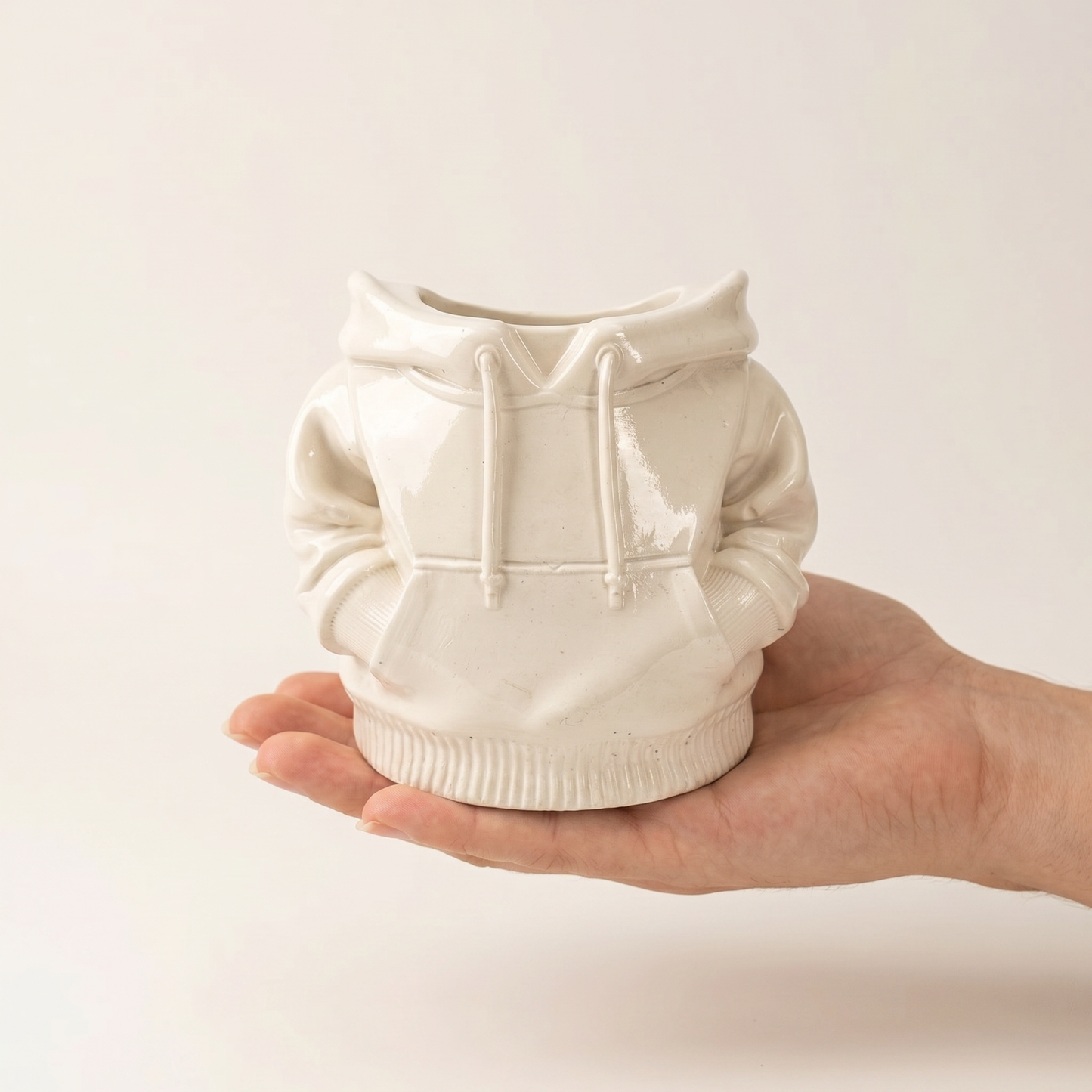Hoodie Sweatshirt Planter, Gypsum White 4”