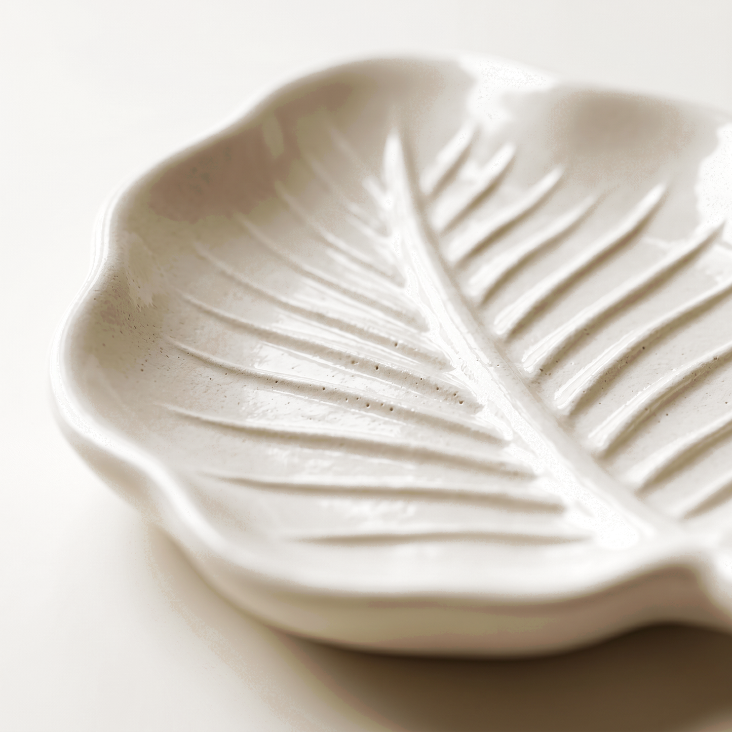 Monstera Leaf Tray, Gypsum White