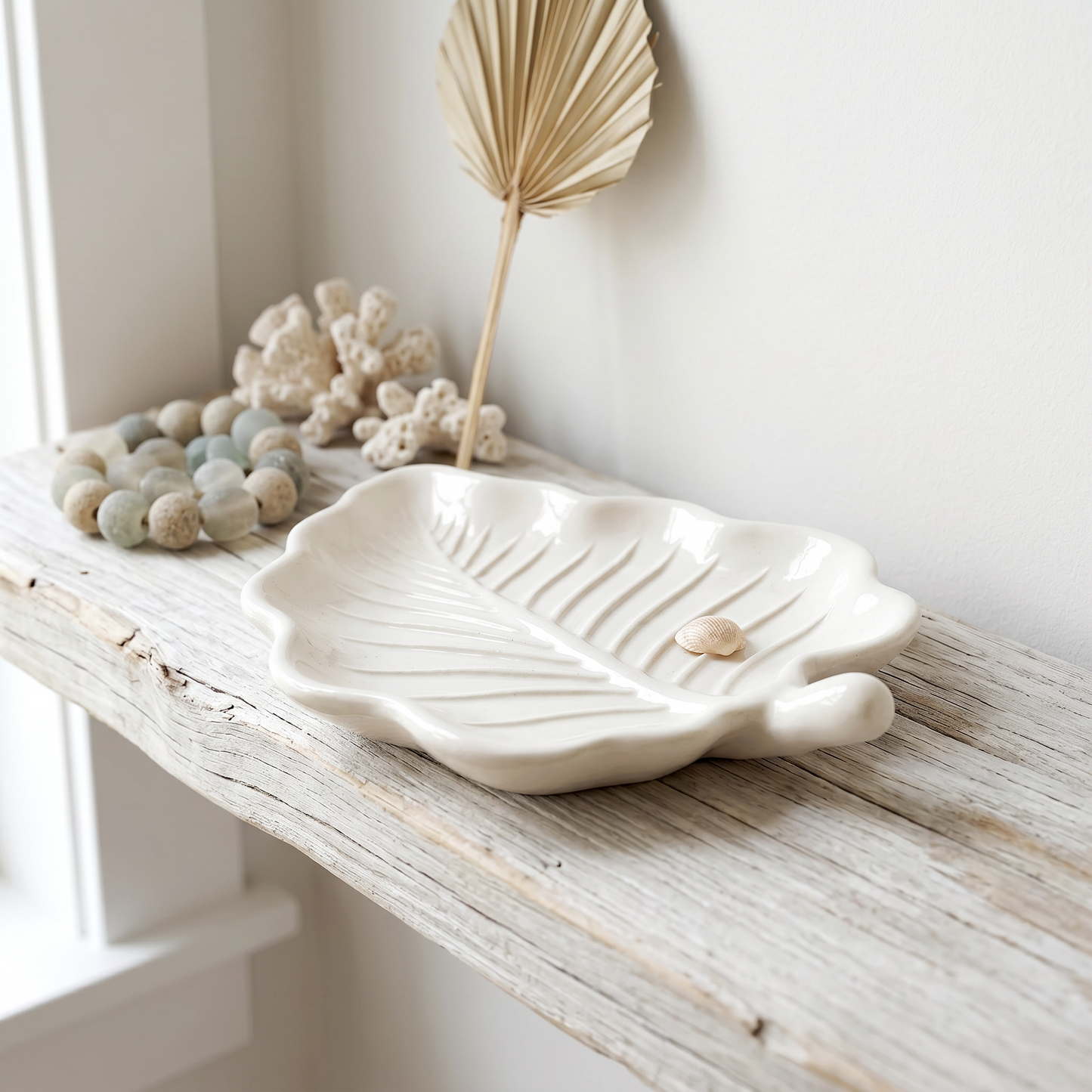 Monstera Leaf Tray, Gypsum White