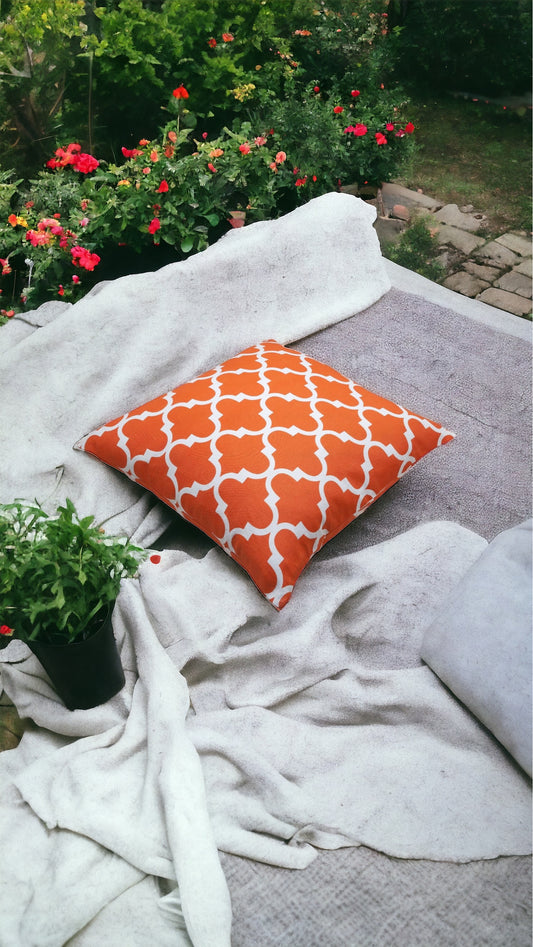 Quarterfoil Orange 20 x 20 Accent Pillow/Room Cushion