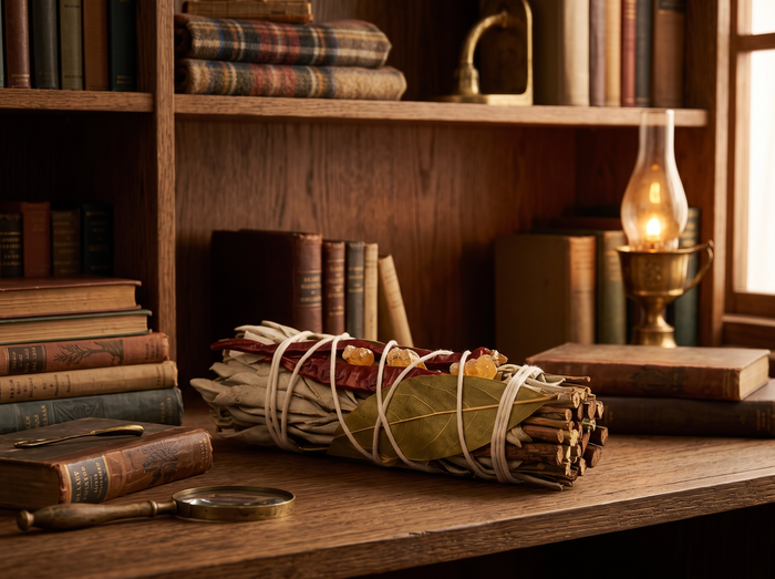 White Sage & Copal Smudge Stick — Red Chili & Bay Leaf, 4"