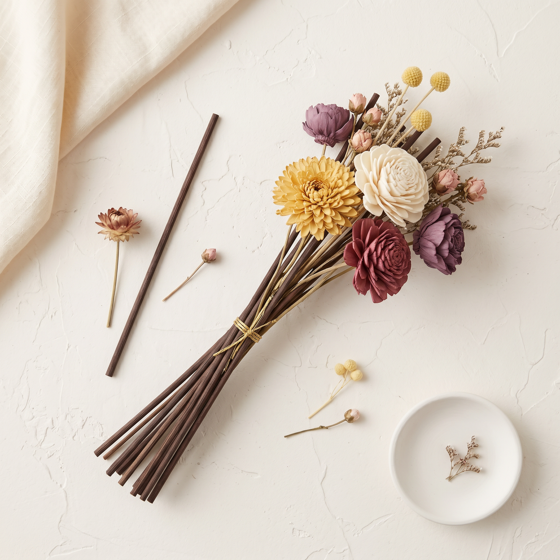 Country Garden Reed Diffuser Sticks | Dried Botanical Rattan Bundle | Sunsum®