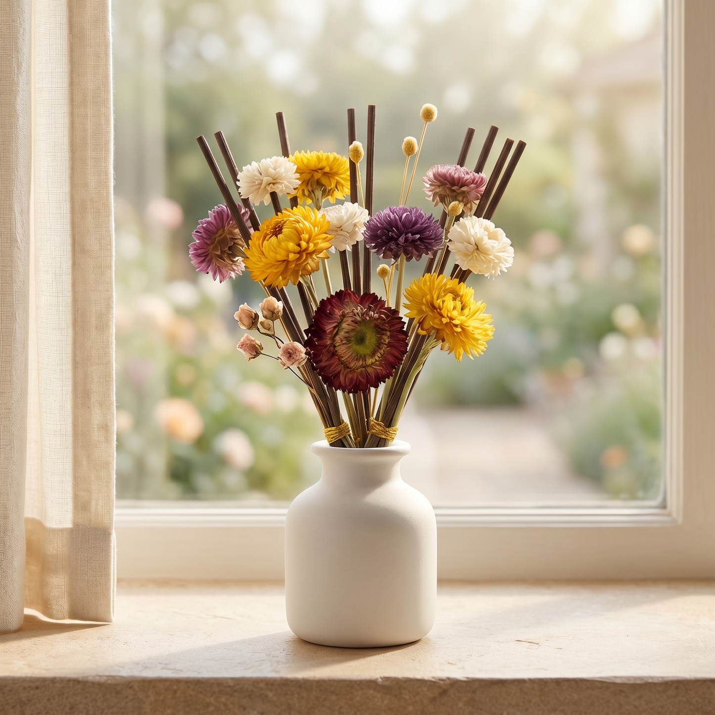 Country Garden Reed Diffuser Sticks | Chamomile Botanical Detail | Sunsum®