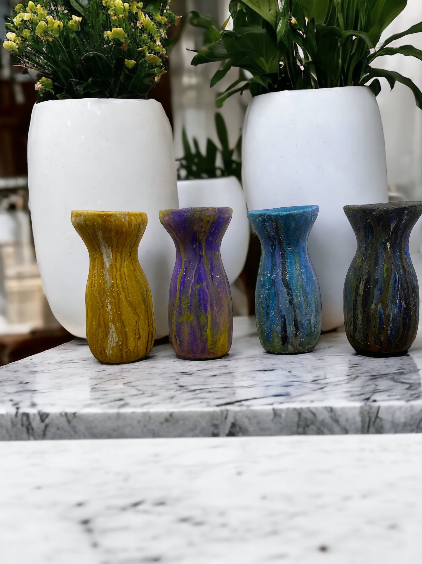 Cement Vase, Watercolor Fluid Art, Silhouette, Lightweight Concrete, Aircrete