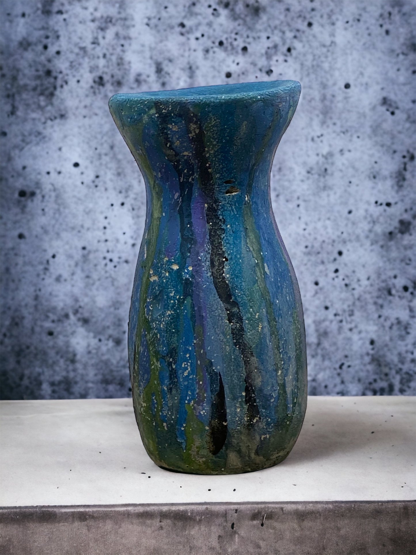 Cement Vase, Watercolor Fluid Art, Silhouette, Lightweight Concrete, Aircrete