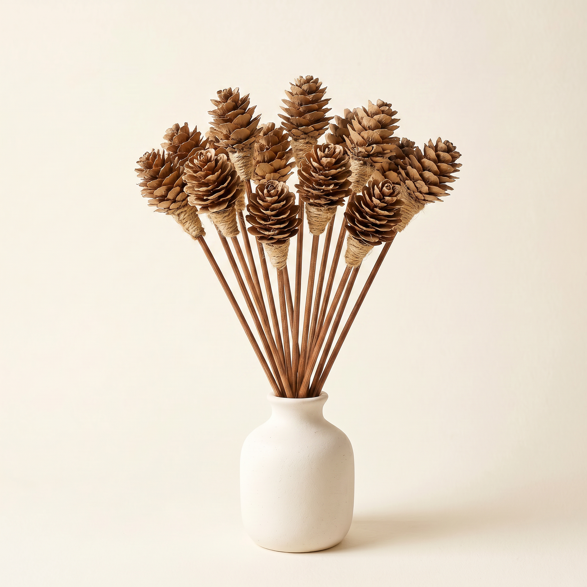 Mini Pine Cone Reed Diffuser Sticks 9" 16pk | Natural Jute & Rattan Bundle | Sunsum®