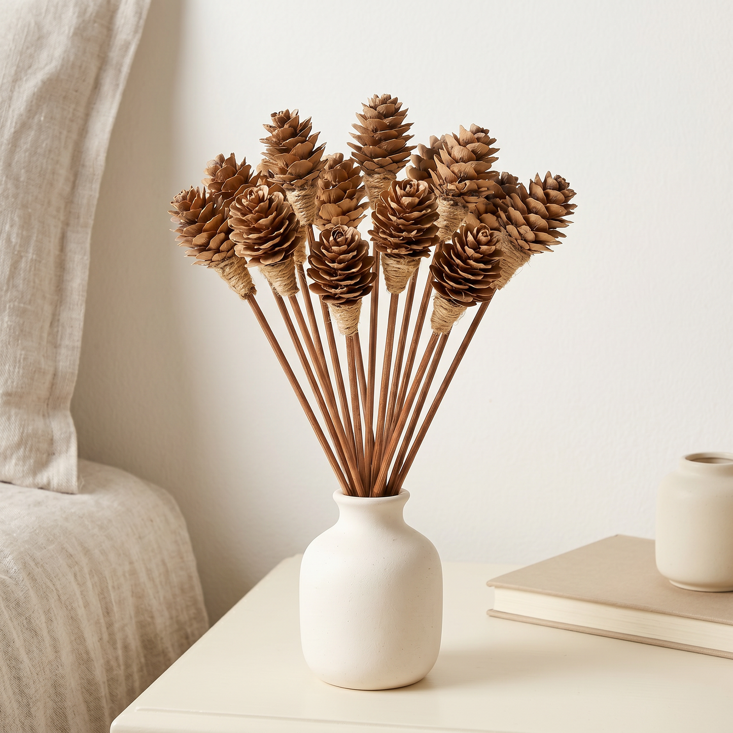 Mini Pine Cone Reed Diffuser Sticks 9" 16pk | Pine Cone Detail | Sunsum®