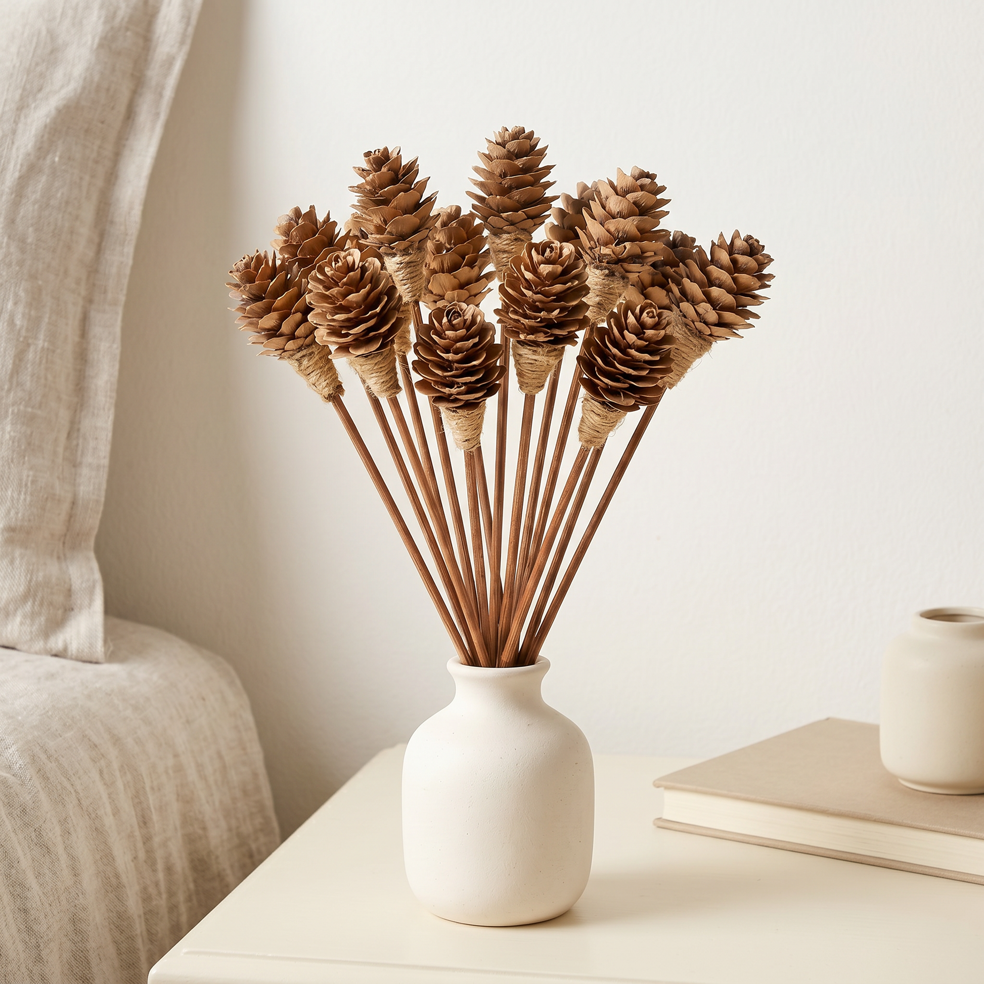 Mini Pine Cone Reed Diffuser Sticks 9" 16pk | Pine Cone Detail | Sunsum®