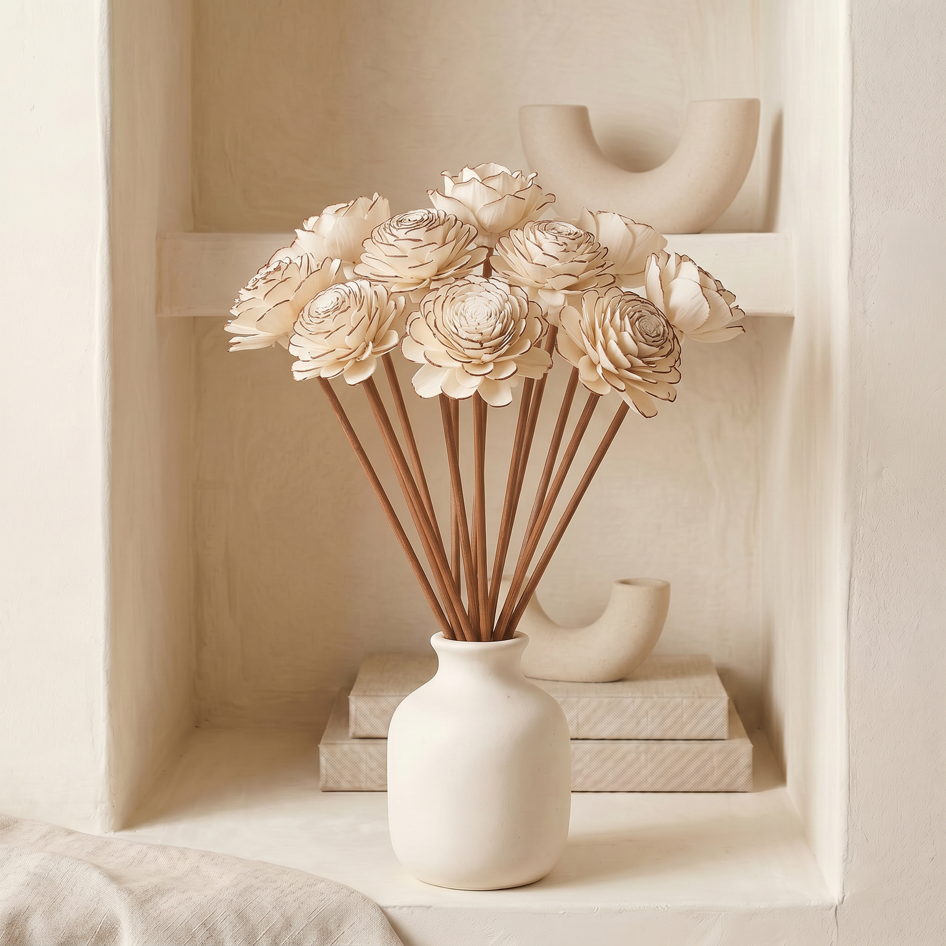 Sola Wood Flower Reed Diffuser Sticks 9" 12pk | Almond Brown Detail | Sunsum®