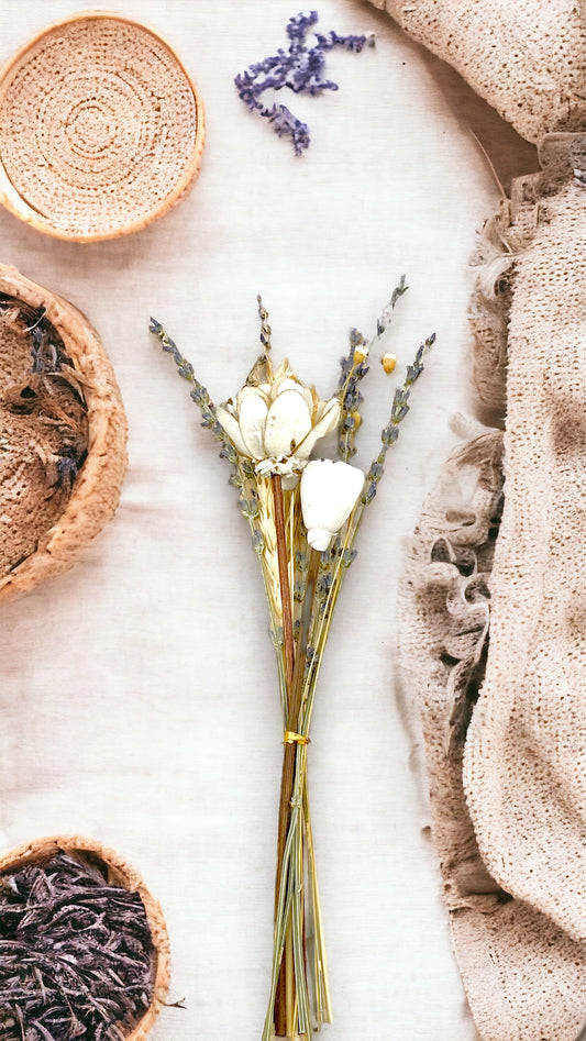 The Farmers Market Rattan Wood Flower Reed Diffuser Sticks | Wheat, Lavender & Chamomile | Sunsum®