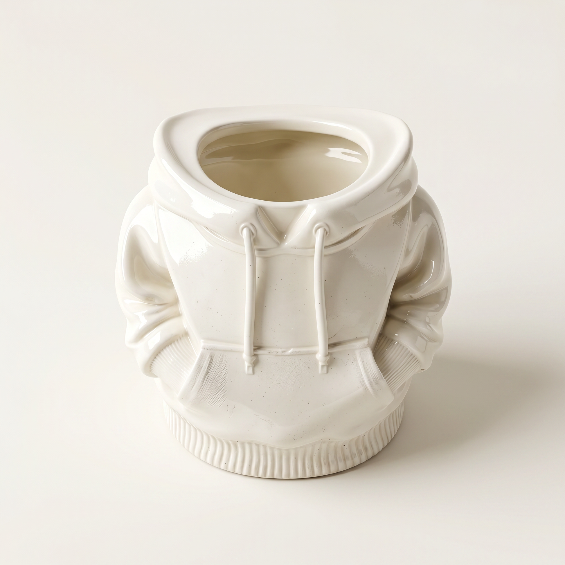 Hoodie Planter gypsum white held in hand to show 4 inch scale | Sunsum
