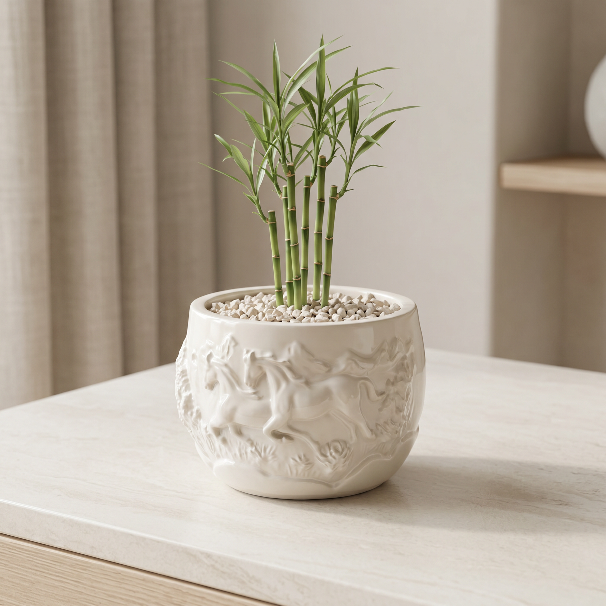 Mustang Horse Relief Planter | Pots & Planters | SUNSUM-X320 | lifestyle with bamboo plant | Sunsum®