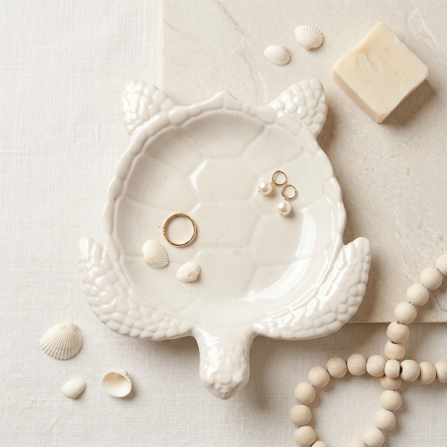 Sea Turtle Tray gypsum white — premium flat lay showing full turtle form | Sunsum
