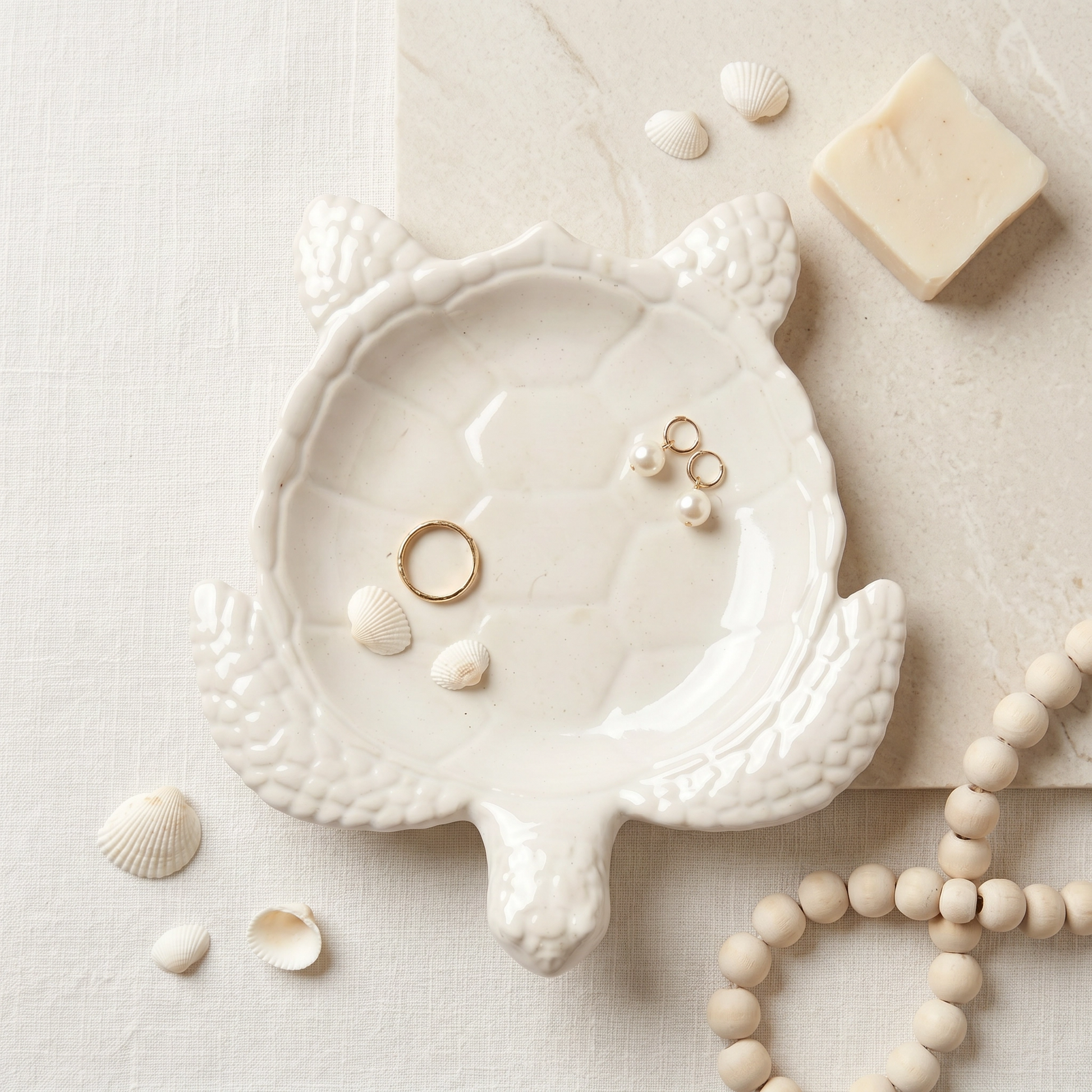 Sea Turtle Tray gypsum white — premium flat lay showing full turtle form | Sunsum