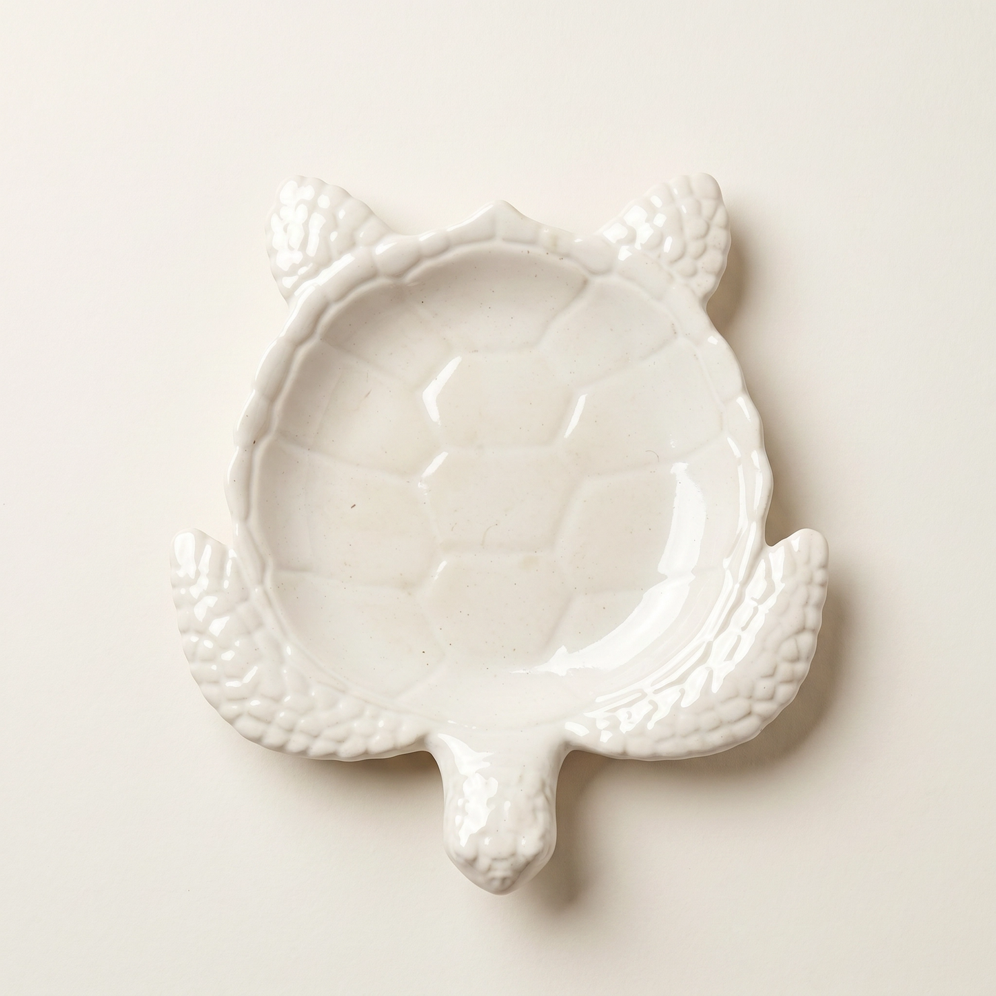 Sea Turtle Tray gypsum white — top down showing shell texture detail | Sunsum