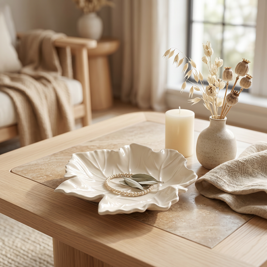 Maple Leaf Tray | Decorative Trays | SUNSUM-X430 | coffee table with candle and matches | Sunsum®