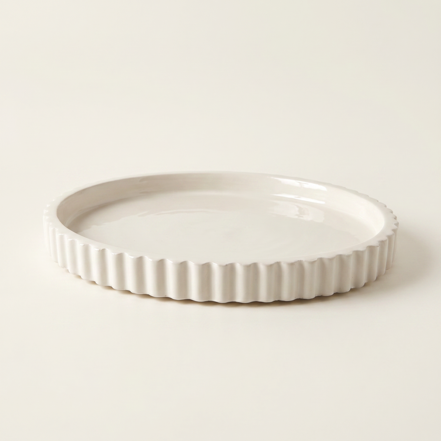Scalloped Oval Tray | Decorative Trays | SUNSUM-X450 | side angle view | Sunsum®