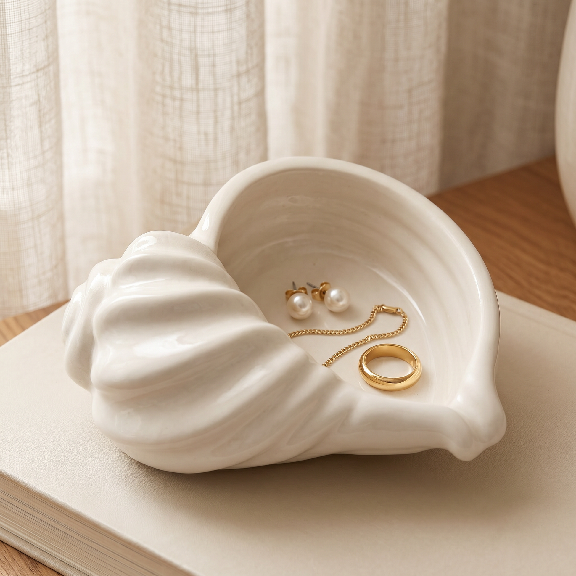 Nautilus Shell Bowl | Decorative Bowls | SUNSUM-X470 | jewelry dish with pearls and bracelet | Sunsum®