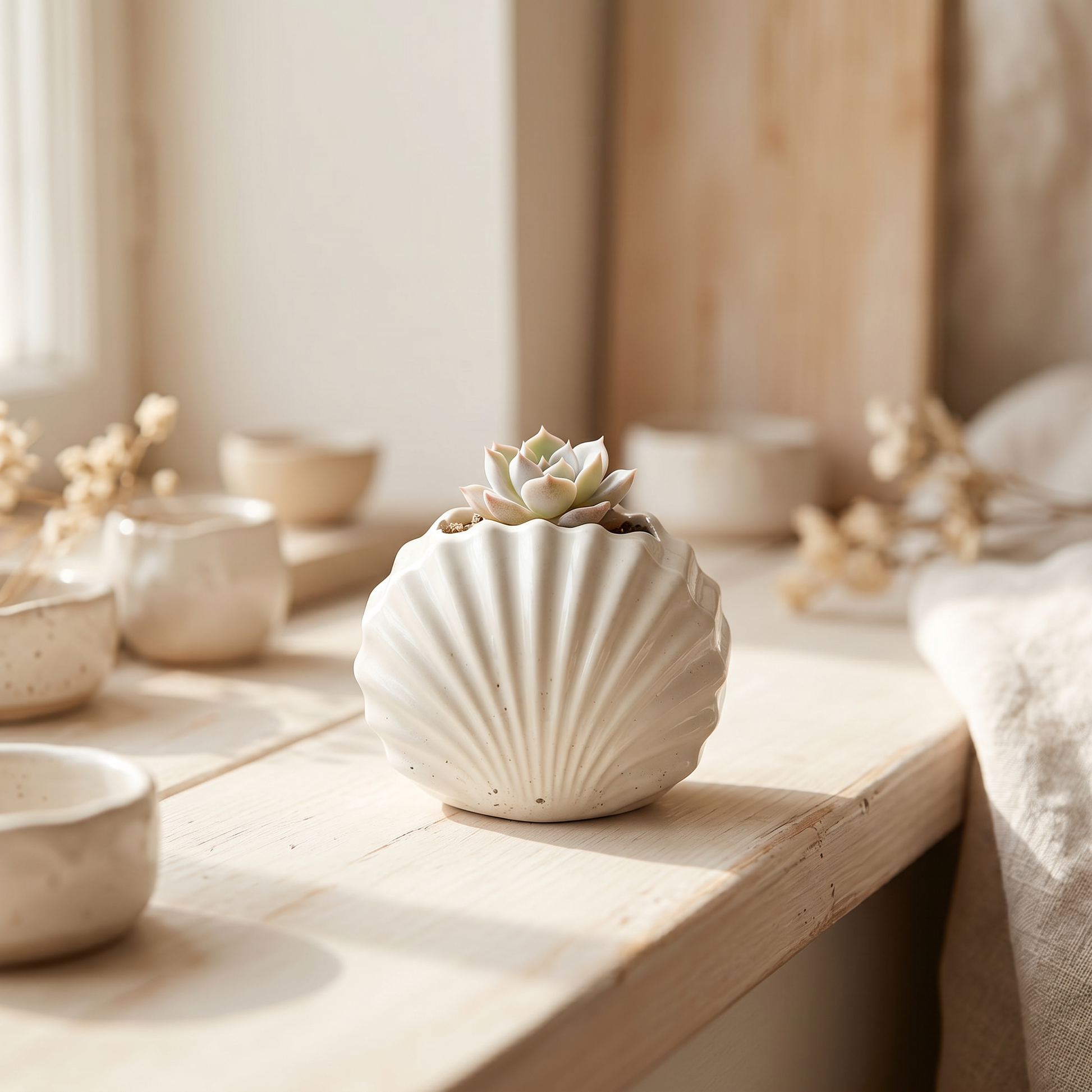 Mini Clam Shell Planter | Decorative Bowls | SUNSUM-X480 | windowsill with tiny succulent | Sunsum®