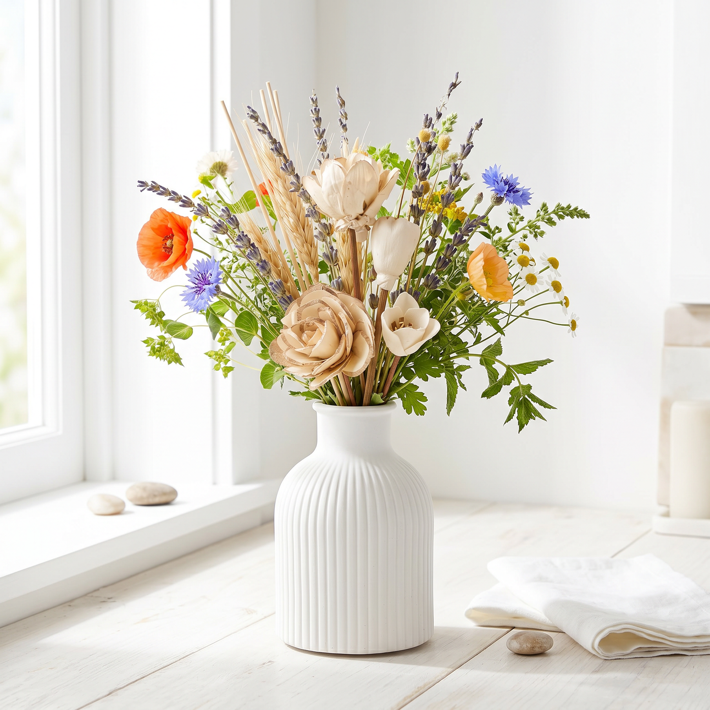 Ribbed Bottle Vase | Farmers Market Reed Diffuser Bundle | Sunsum®