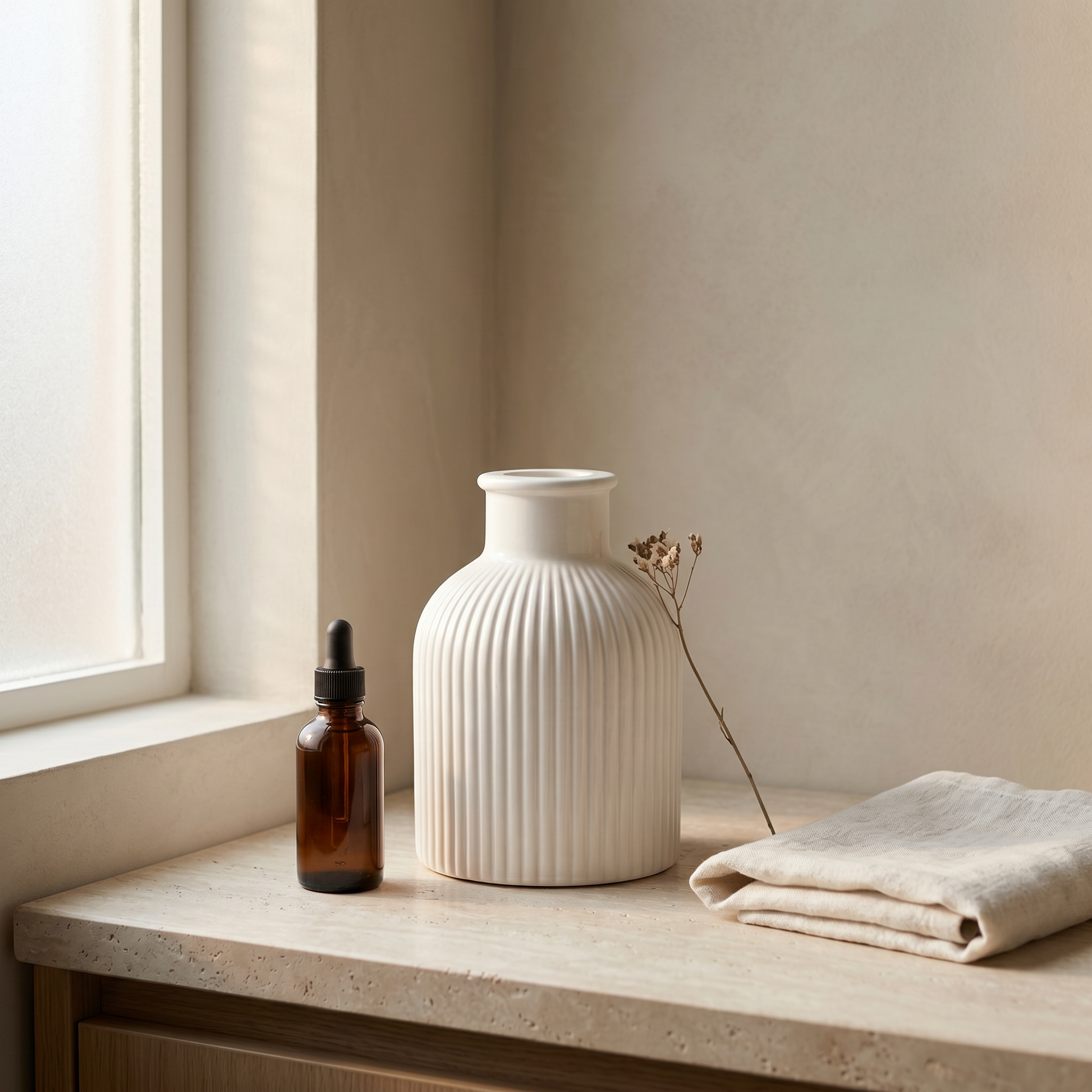 Ribbed Bottle Vase | Minimalist Bathroom Styling | Sunsum®