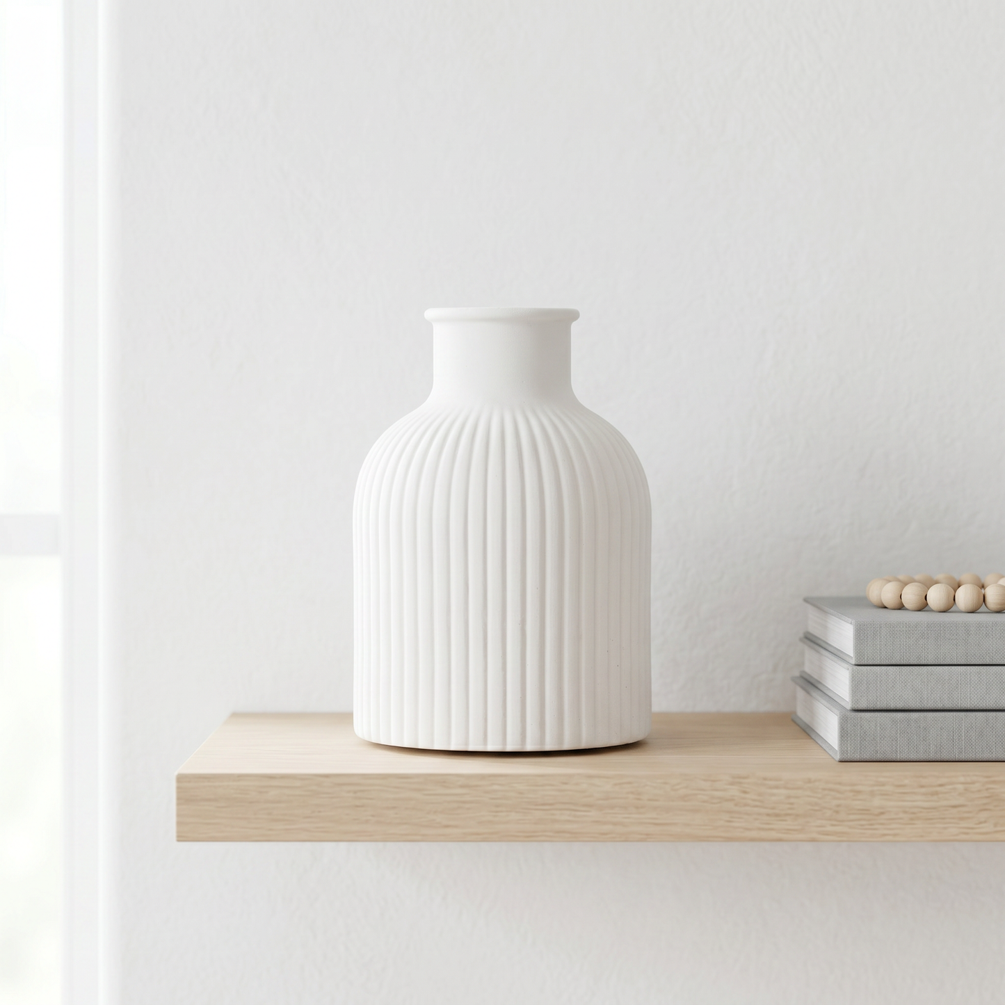 Ribbed Bottle Vase | Shelf Styling with Reed Diffuser | Sunsum®