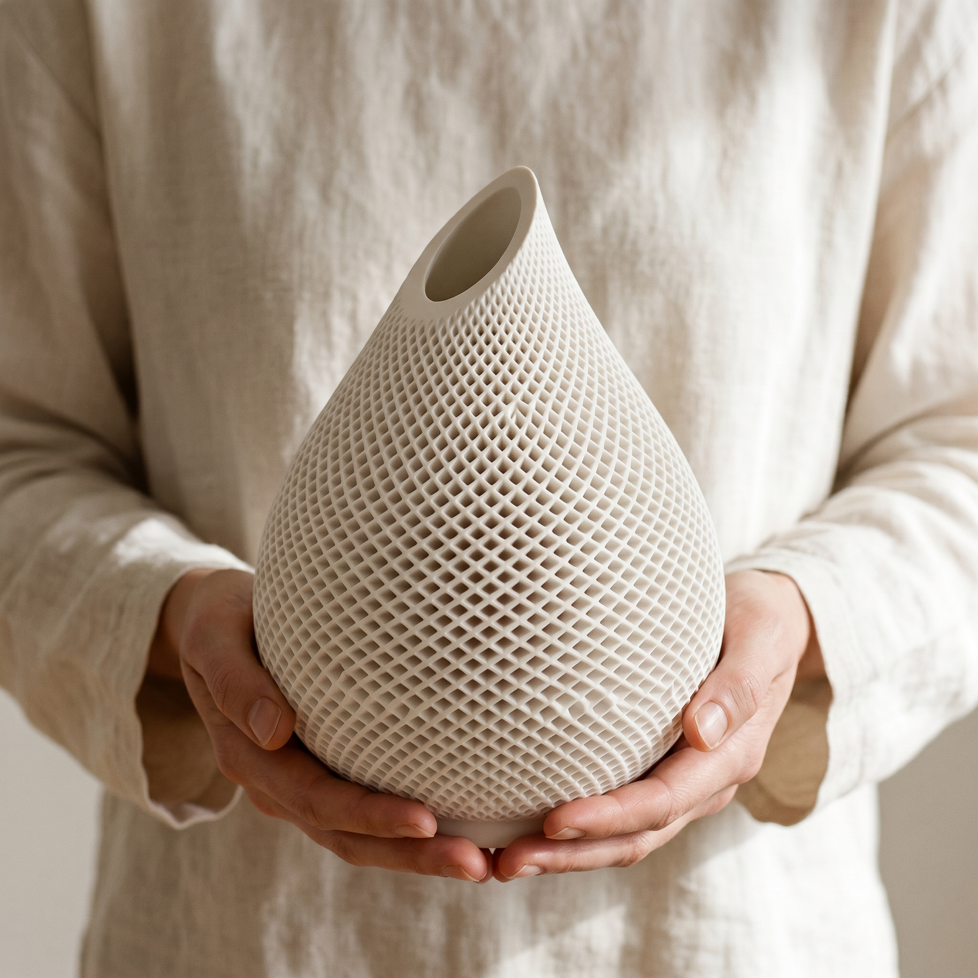 Teardrop Honeycomb Vase | Hand Scale Reference | Sunsum®
