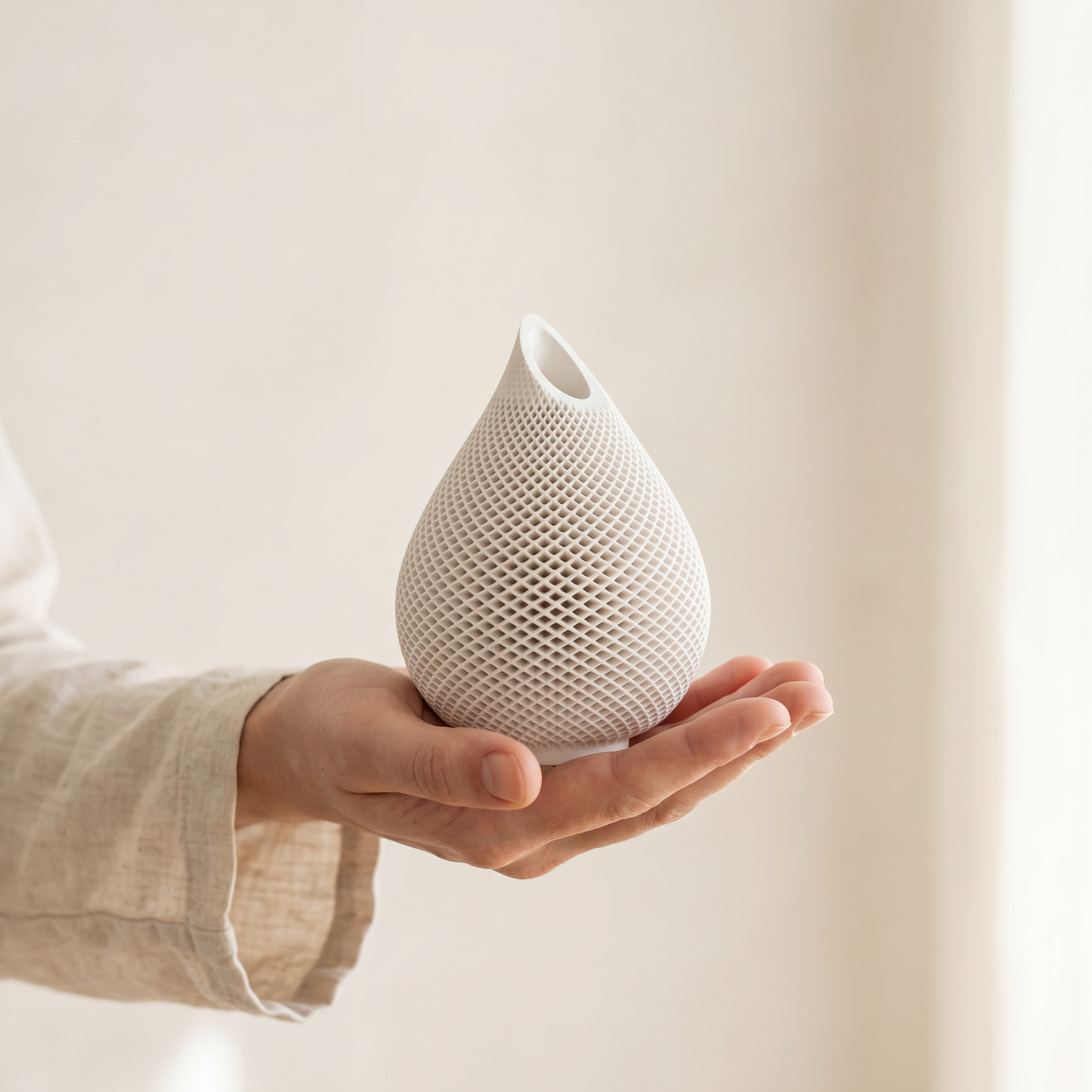 Teardrop Honeycomb Vase | Hand Scale Reference Alt | Sunsum®
