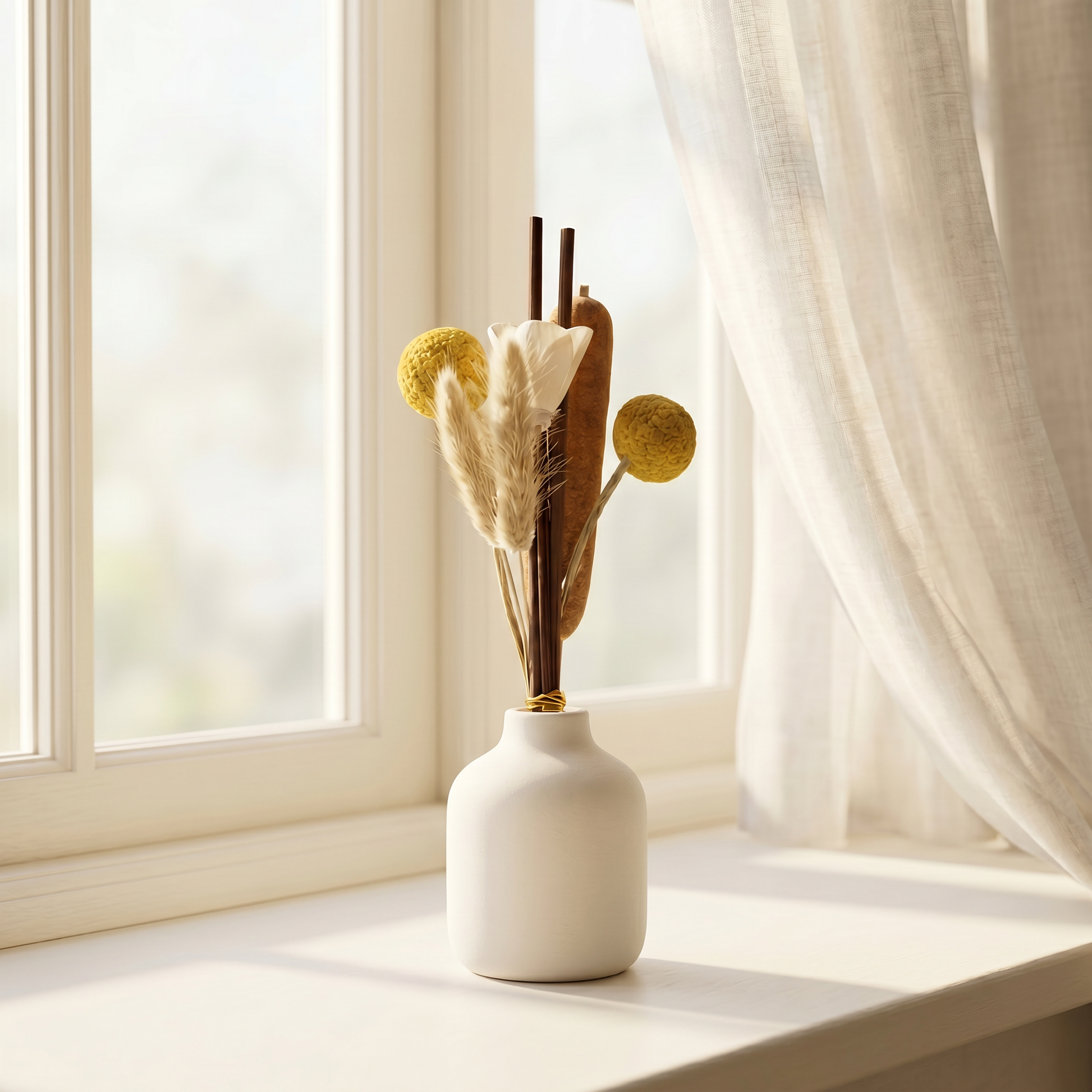 Wetlands Reed Diffuser Sticks | Craspedia & Pampas Arrangement | Sunsum®