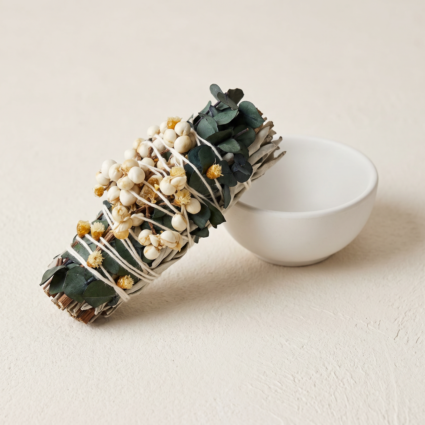 White Sage & Copal Smudge Stick | Eucalyptus & Tallow Berries | Ritual Vessel Pairing | Sunsum®