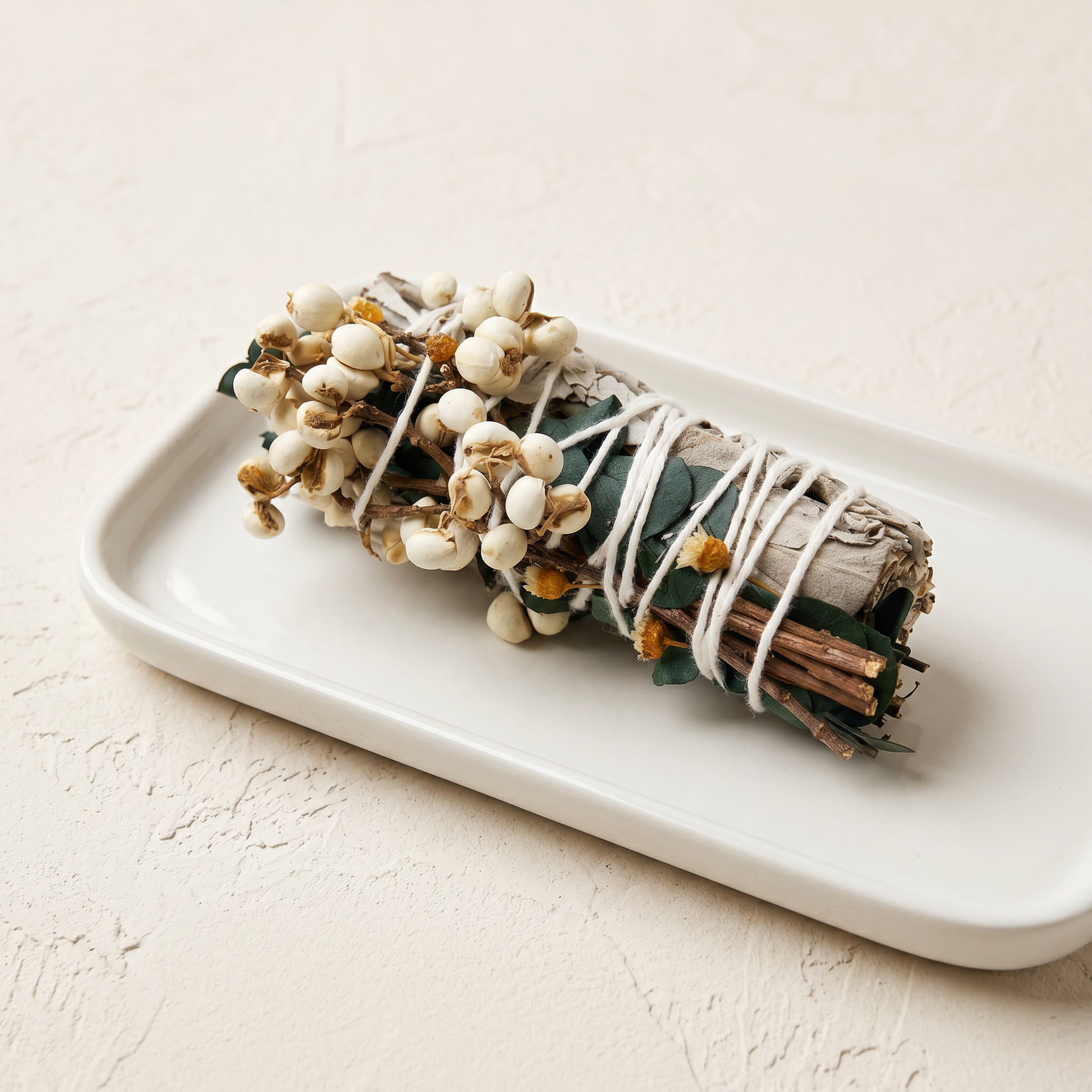 White Sage & Copal Smudge Stick | Eucalyptus & Tallow Berries | Studio Hero | Sunsum®